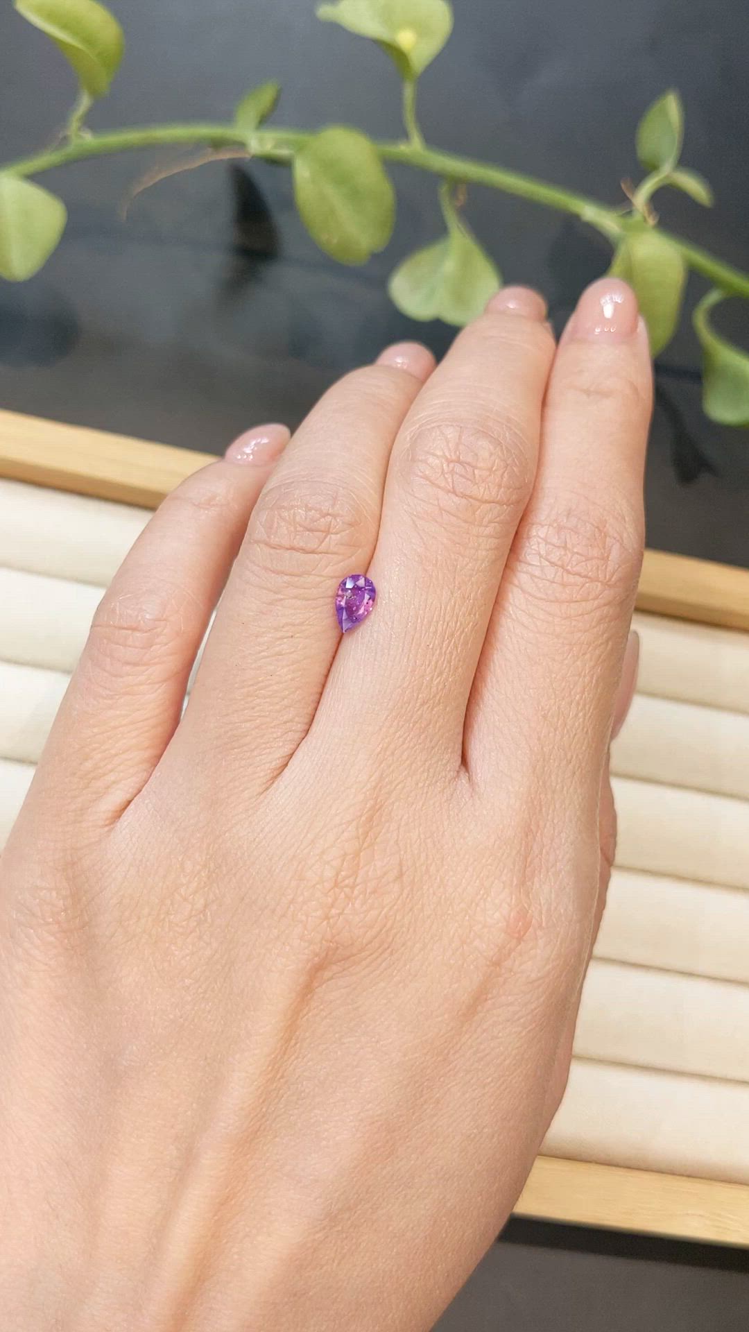 0.67 Ct. Purplish Pink Sapphire from Ceylon (Sri Lanka) Size Video