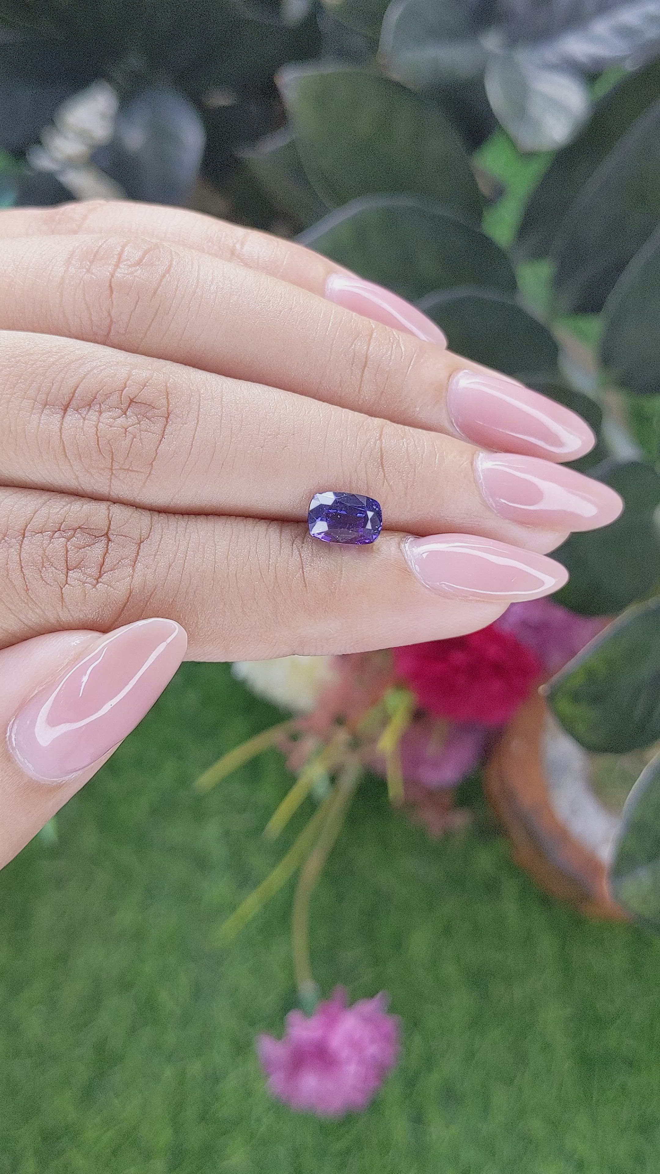 1.68 Ct. Bluish Purple Sapphire from Tanzania Size Video