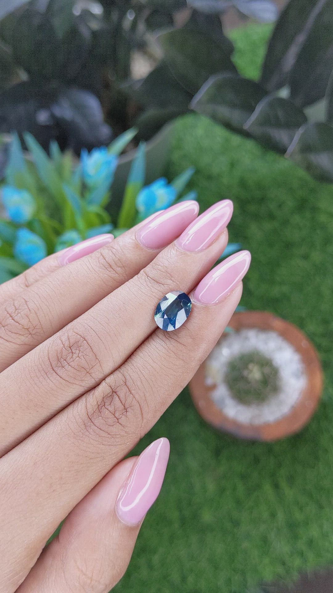 3.03 Ct. Greenish Blue Sapphire from Nigeria Size Video