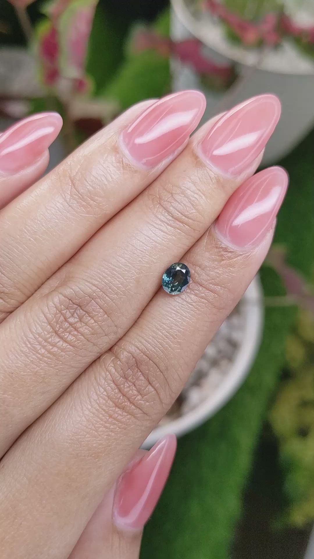 0.81 Ct. Greenish Blue Sapphire from Madagascar Size Video