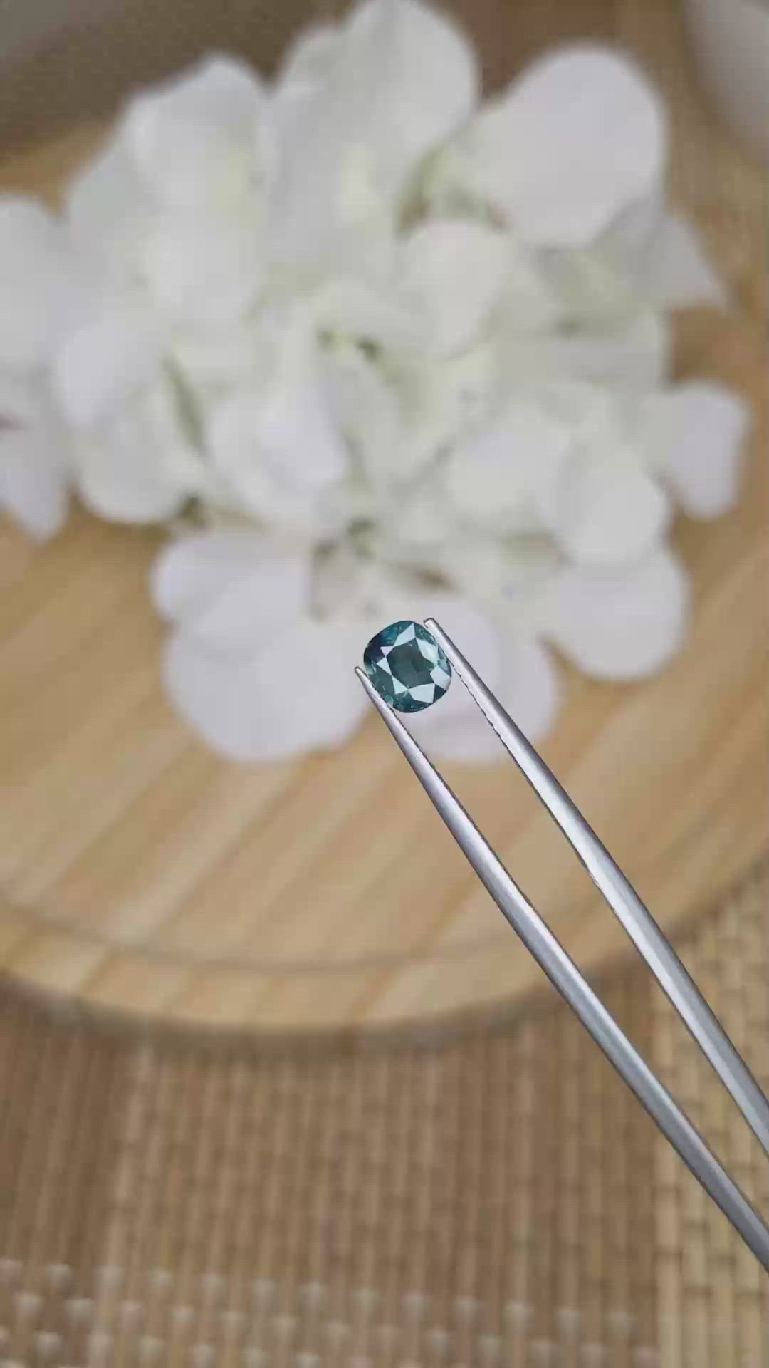 0.88 Ct. Greenish Blue Sapphire from Madagascar Size Video