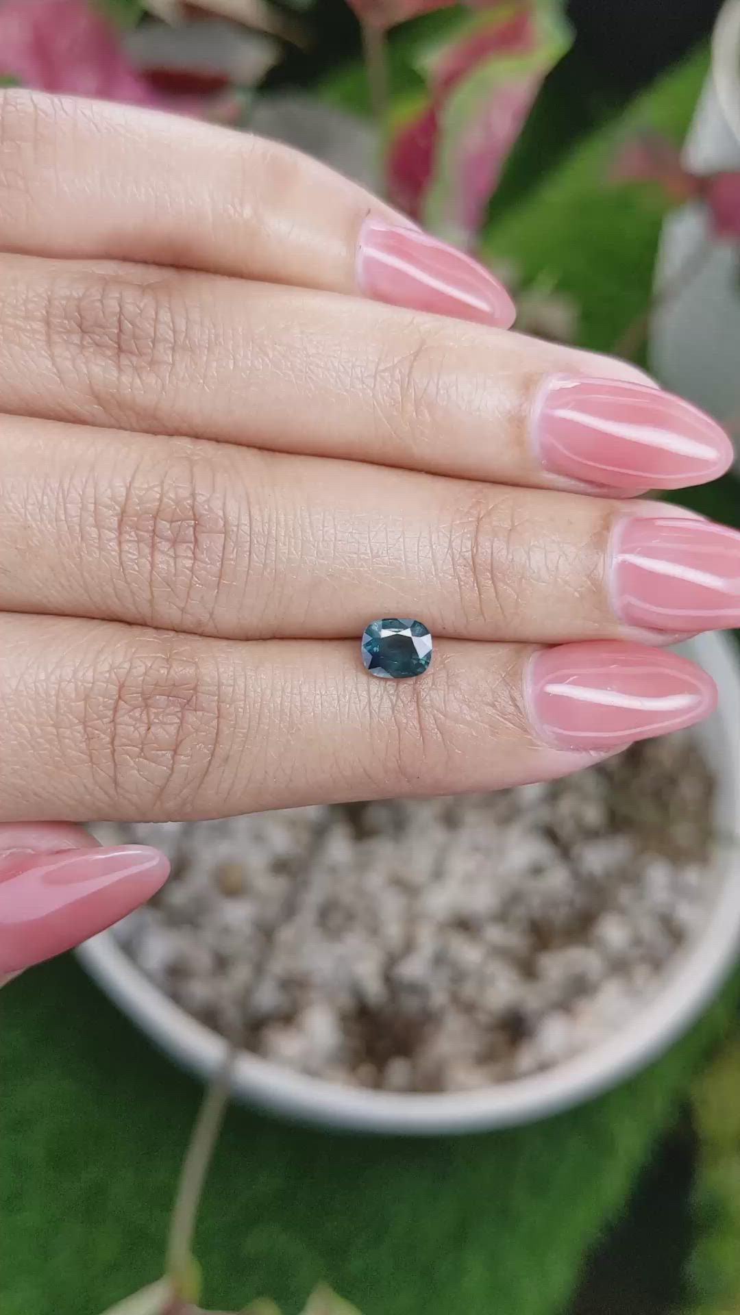 0.88 Ct. Greenish Blue Sapphire from Madagascar Size Video