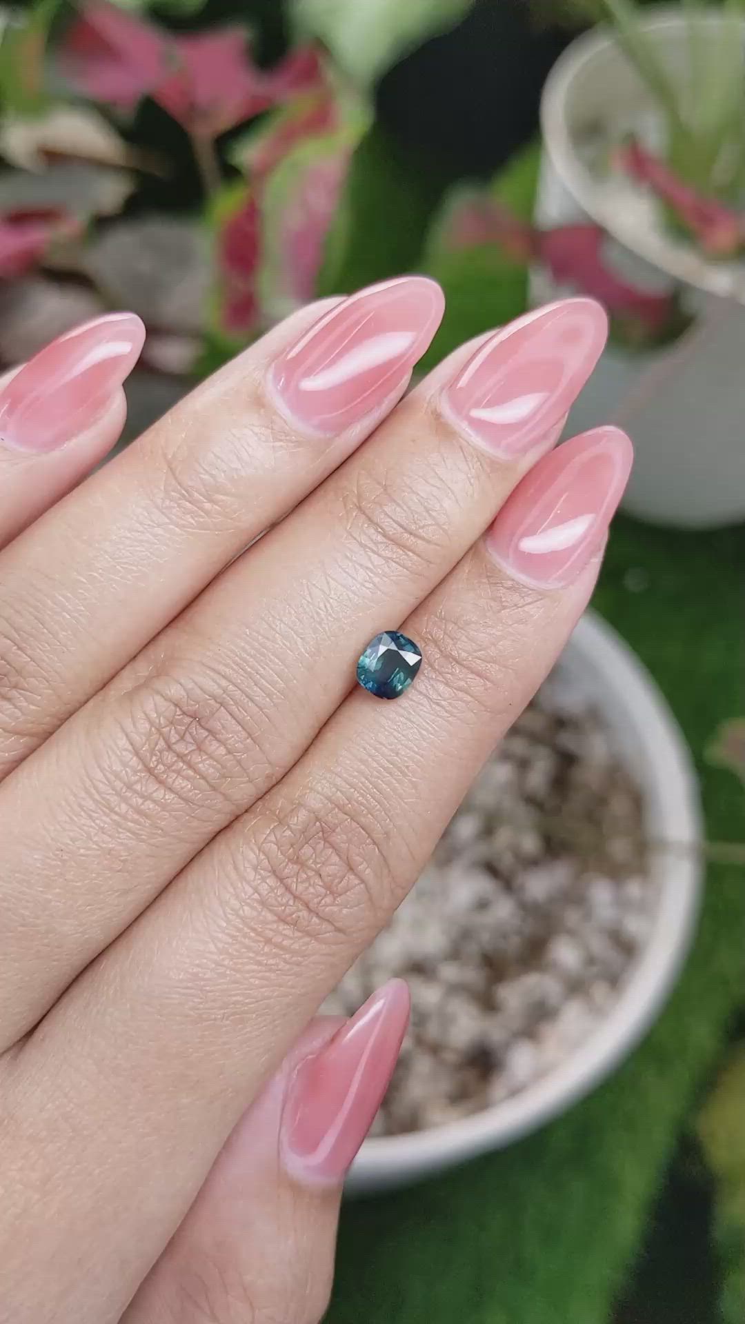0.88 Ct. Greenish Blue Sapphire from Madagascar Size Video