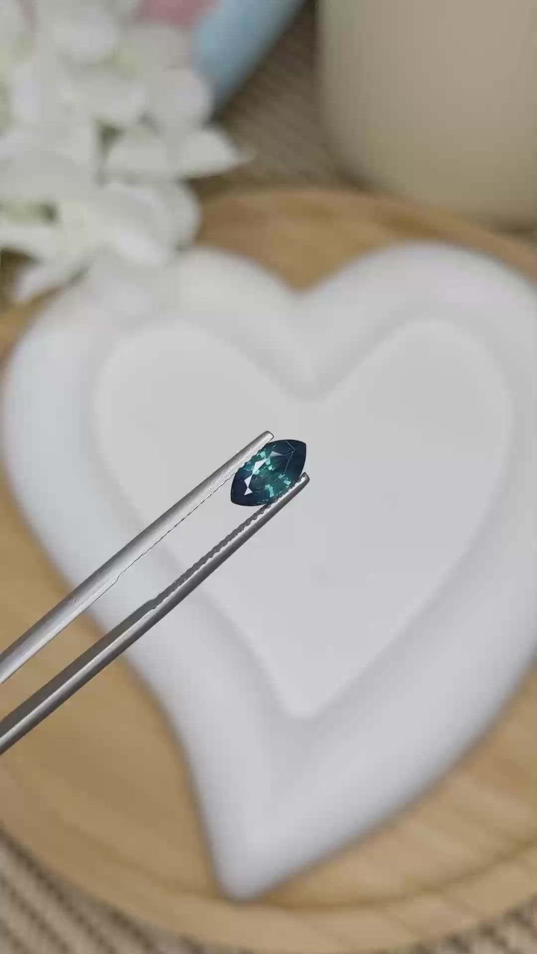 1.31 Ct. Greenish Blue Sapphire from Madagascar Size Video