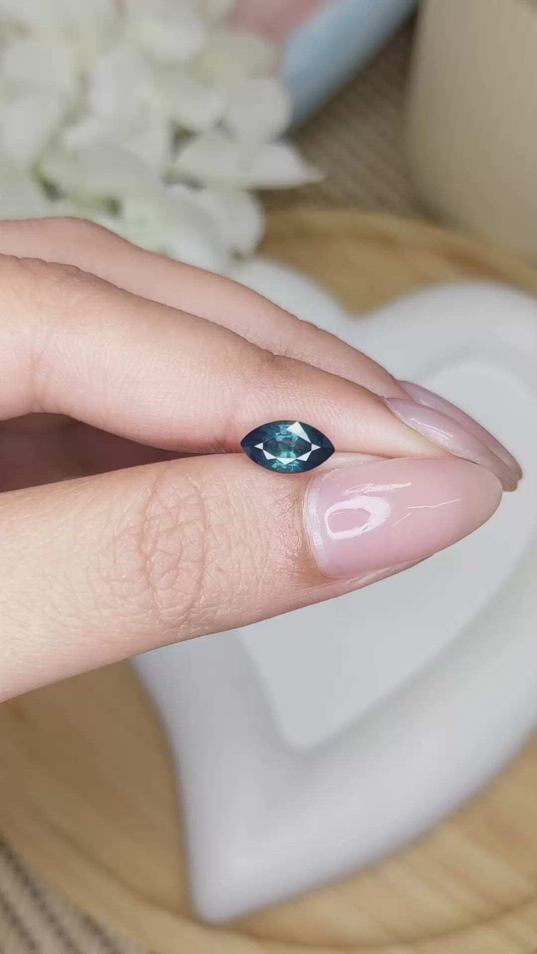 1.31 Ct. Greenish Blue Sapphire from Madagascar Size Video