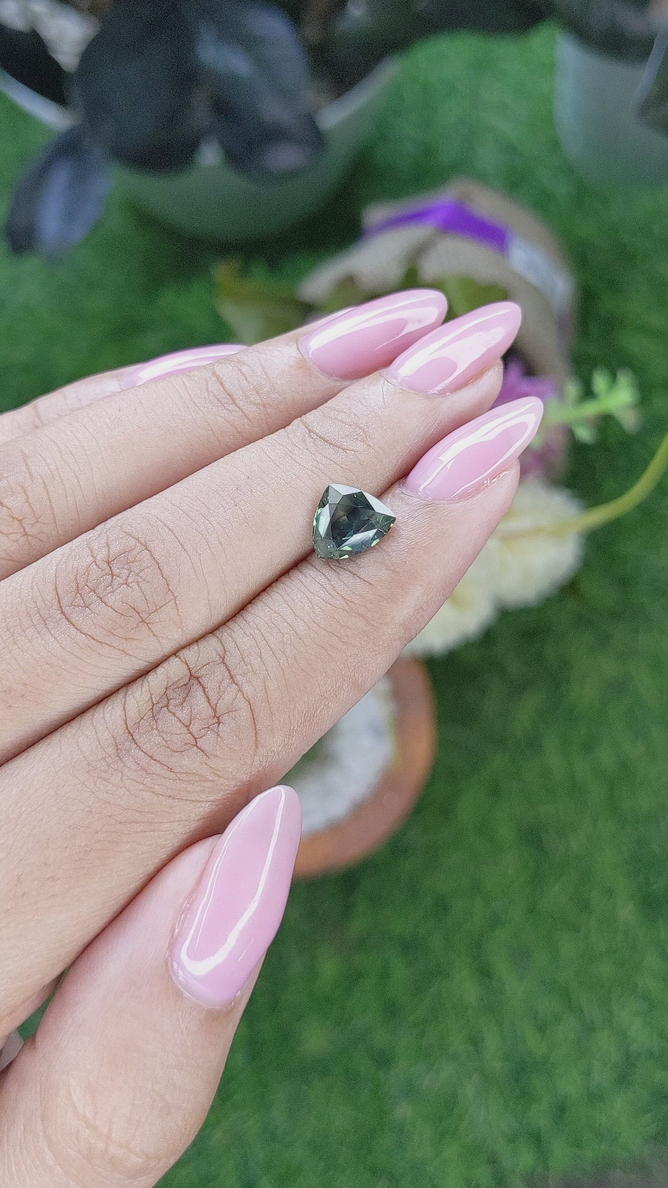 2.14 Ct. Bluish Green Sapphire from Madagascar Size Video