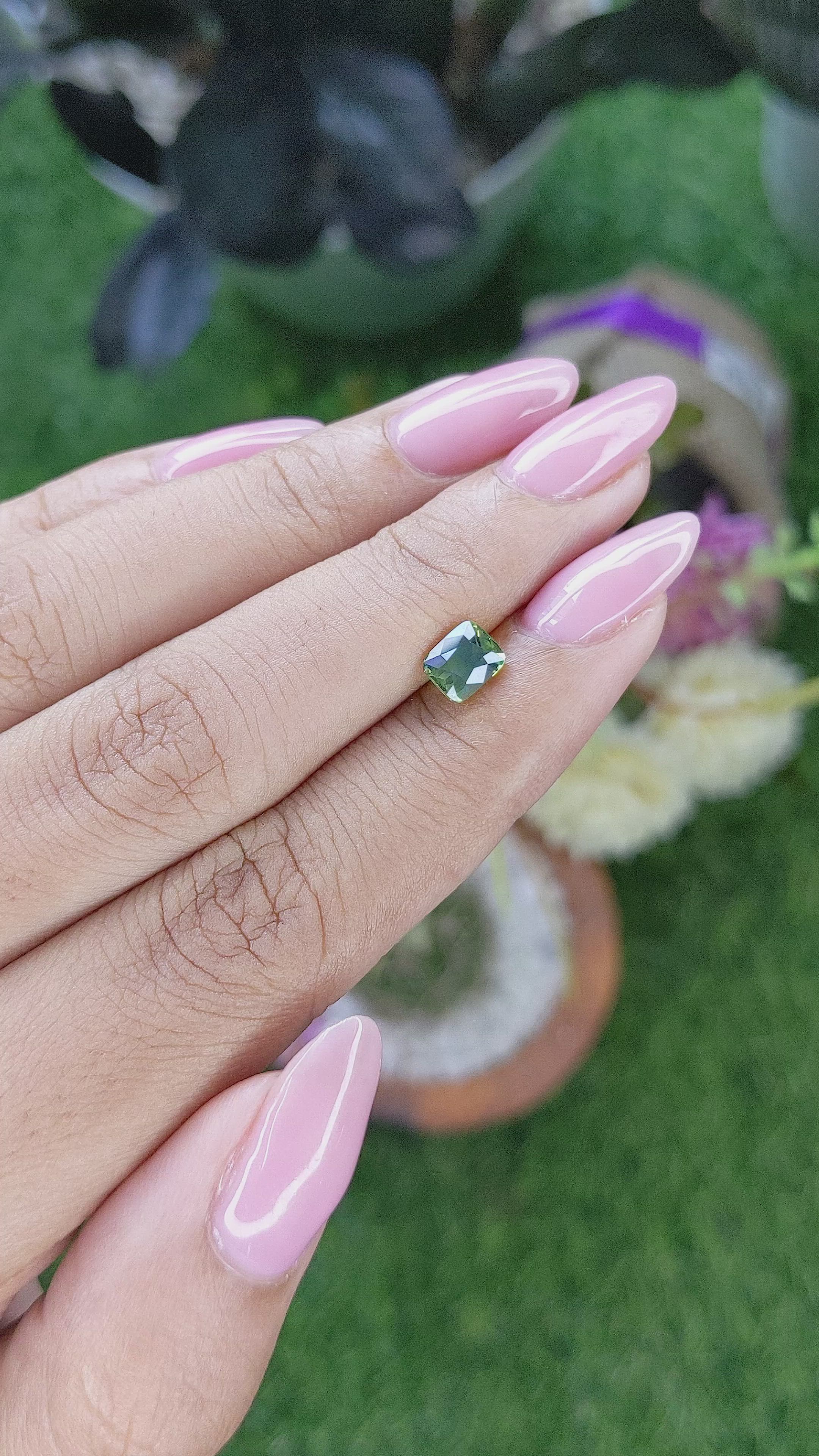 1.11 Ct. Yellowish Green Sapphire from Madagascar Size Video