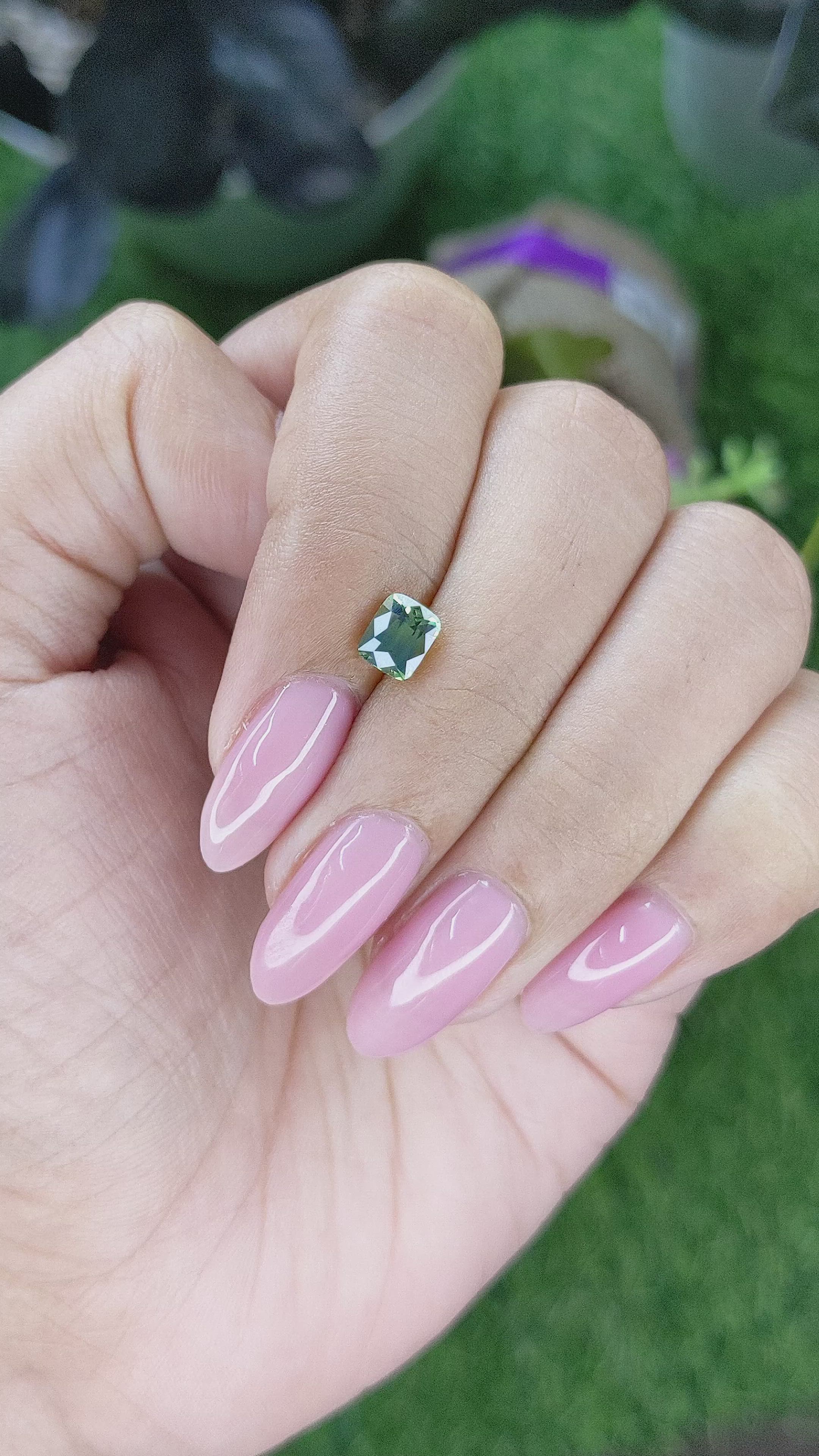 1.11 Ct. Yellowish Green Sapphire from Madagascar Size Video