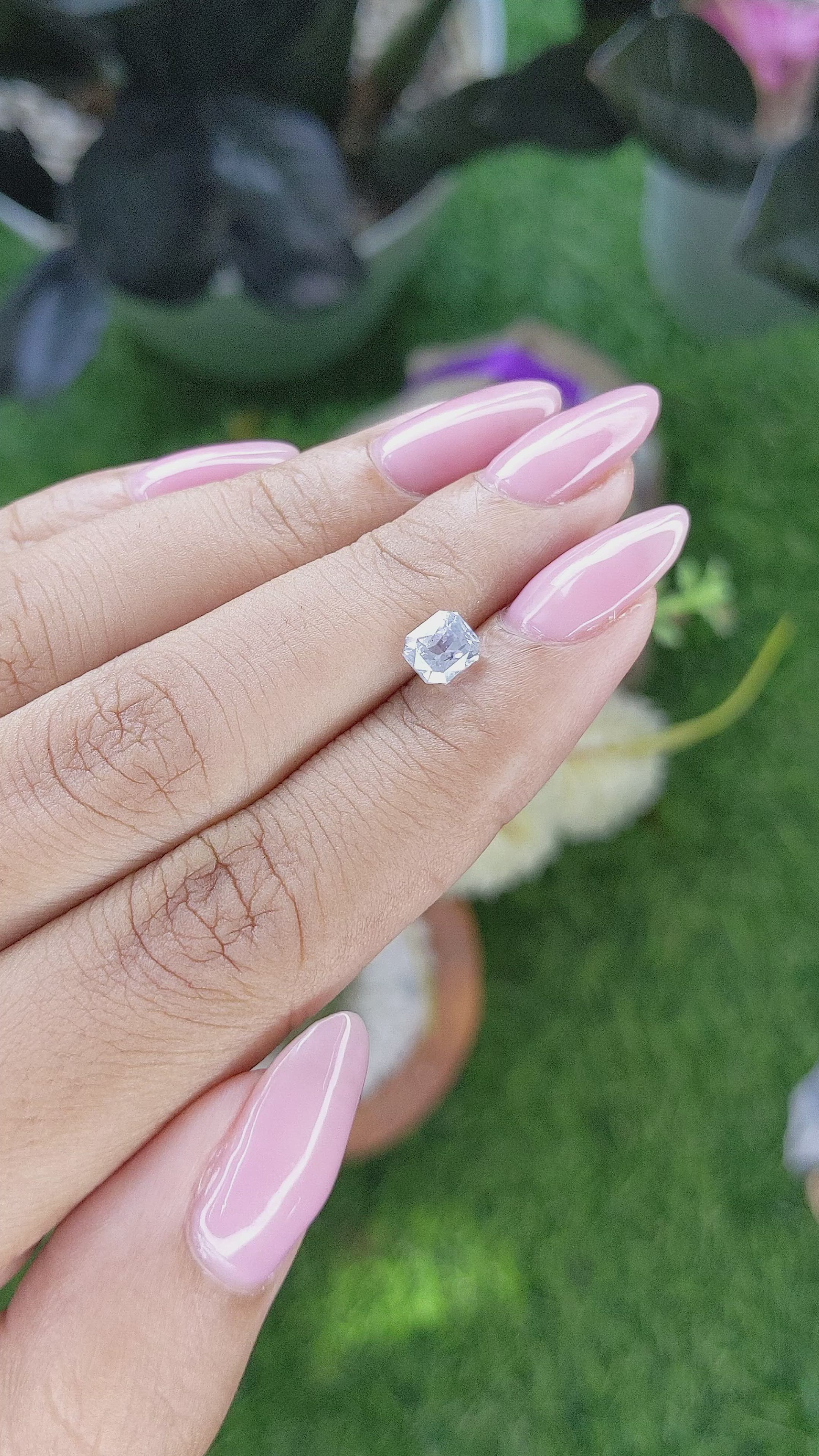 1.09 Ct. White Sapphire from Ceylon (Sri Lanka) Size Video