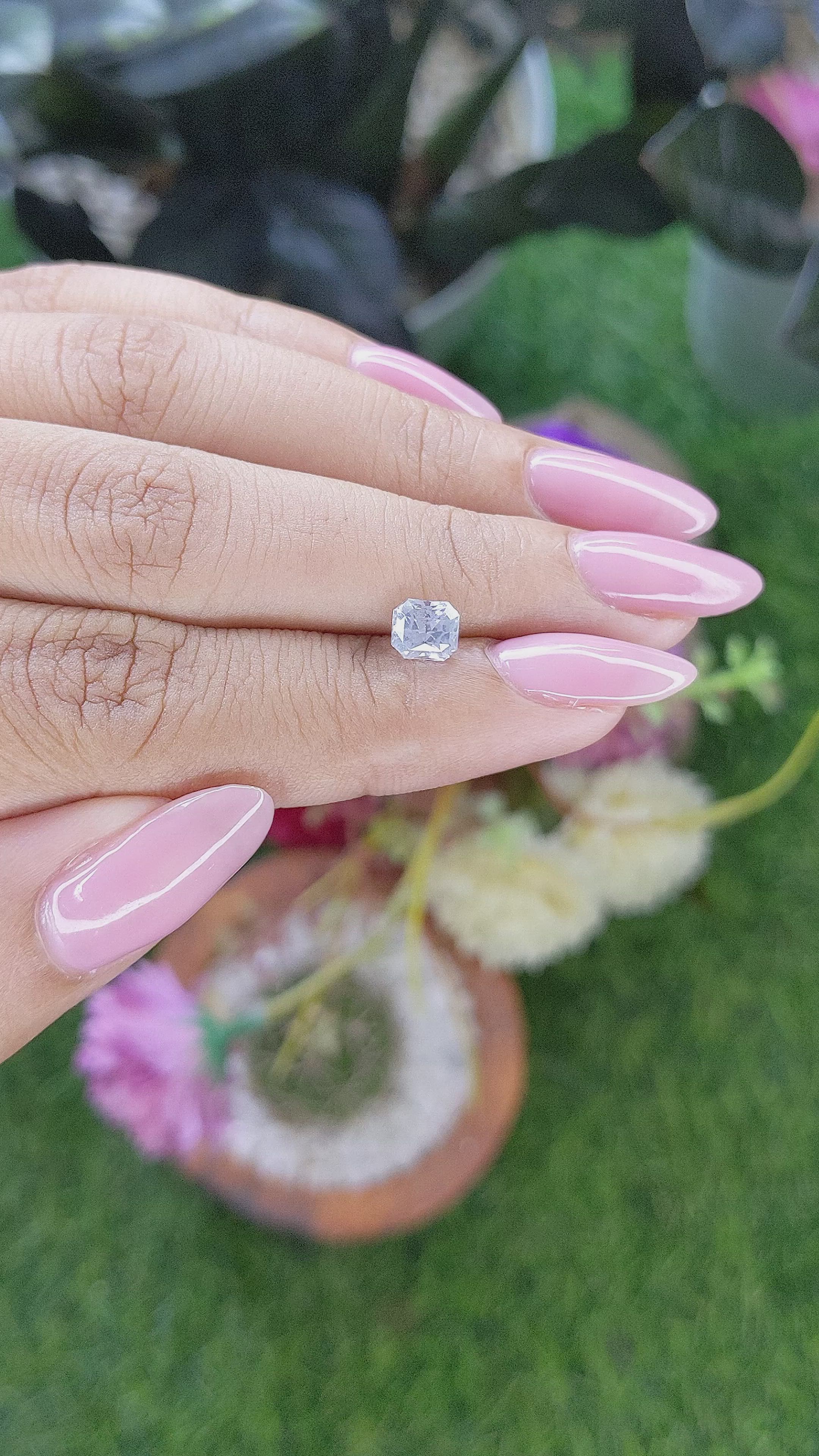 1.09 Ct. White Sapphire from Ceylon (Sri Lanka) Size Video