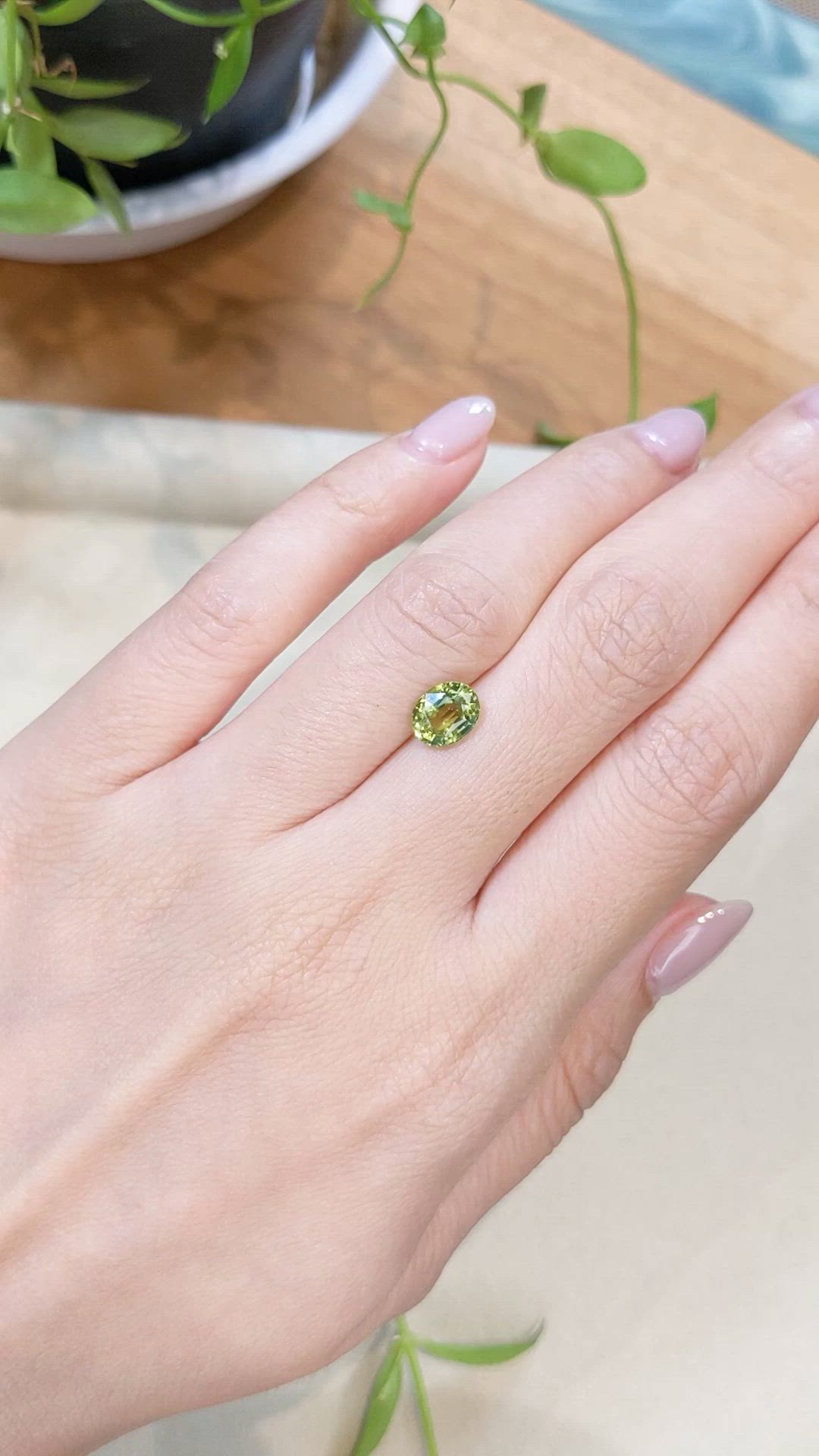1.63 Ct. Greenish Yellow Sapphire from Madagascar Size Video