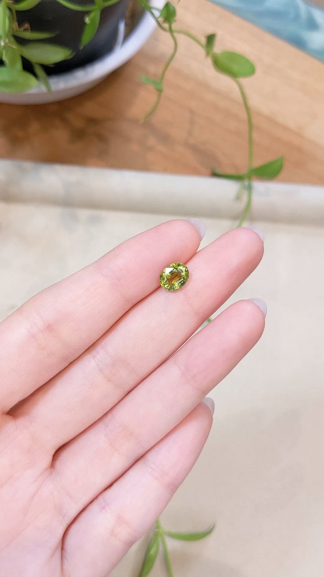 1.63 Ct. Greenish Yellow Sapphire from Madagascar Size Video