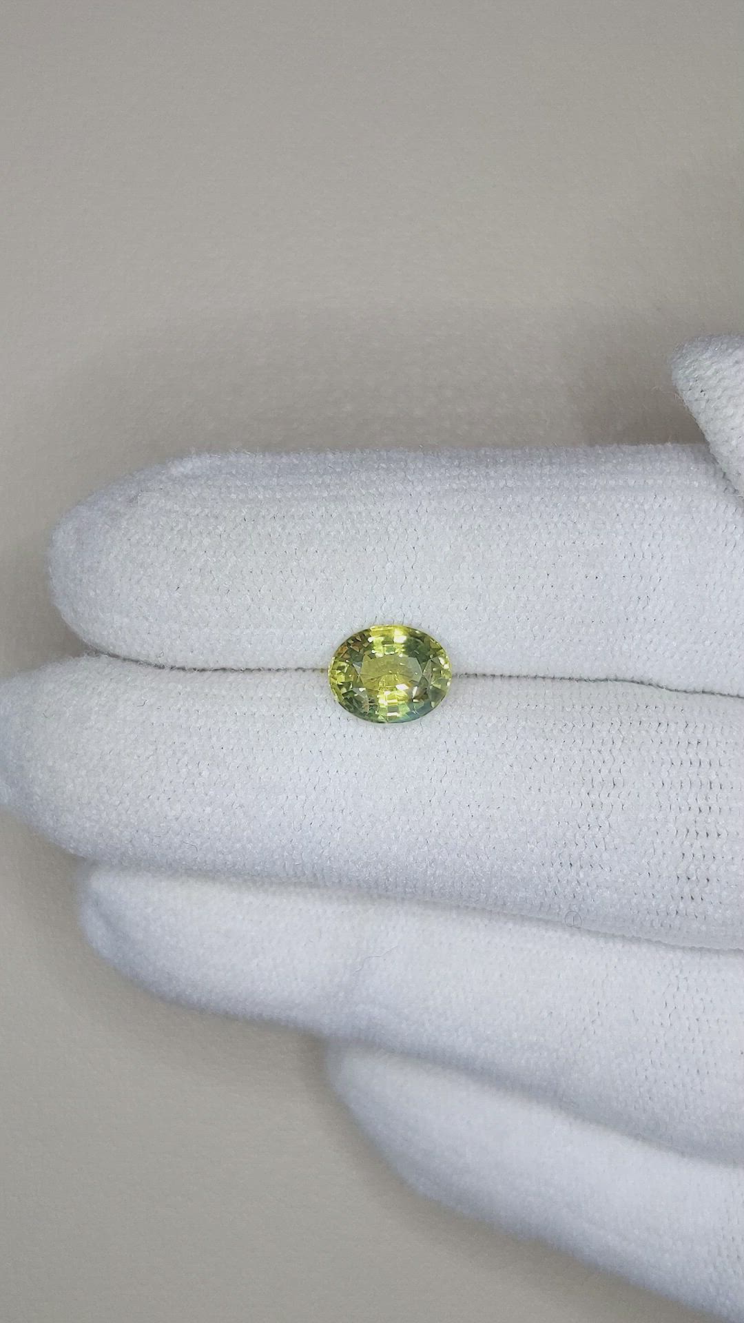 1.63 Ct. Greenish Yellow Sapphire from Madagascar Size Video