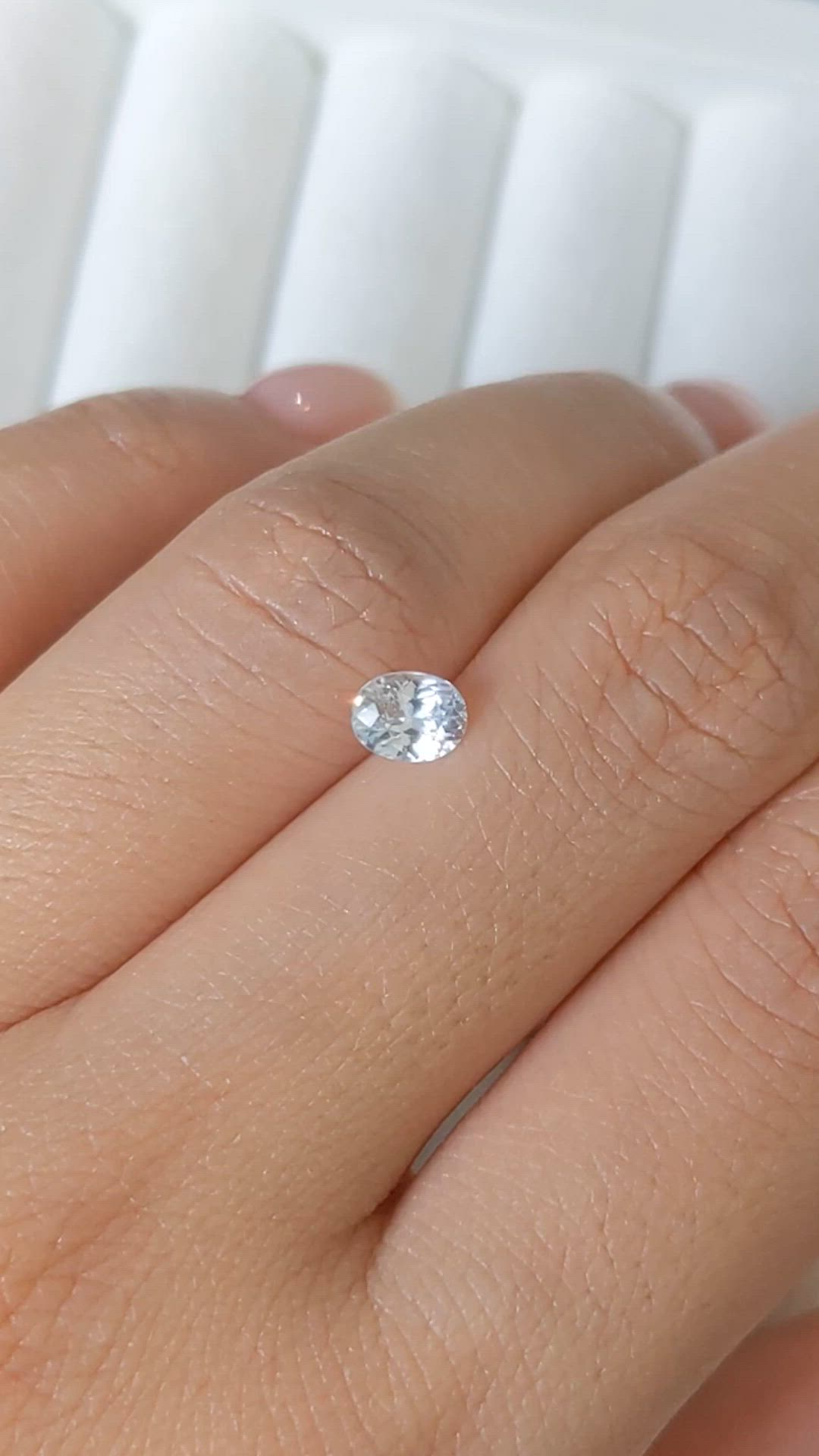 0.69 Ct. White Sapphire from Ceylon (Sri Lanka) Size Video