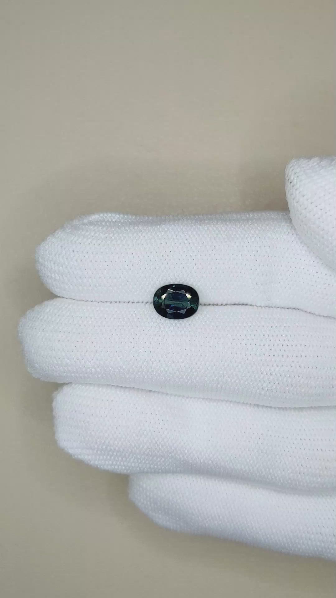 1.58 Ct. Bluish Green Sapphire from Ceylon (Sri Lanka) Size Video