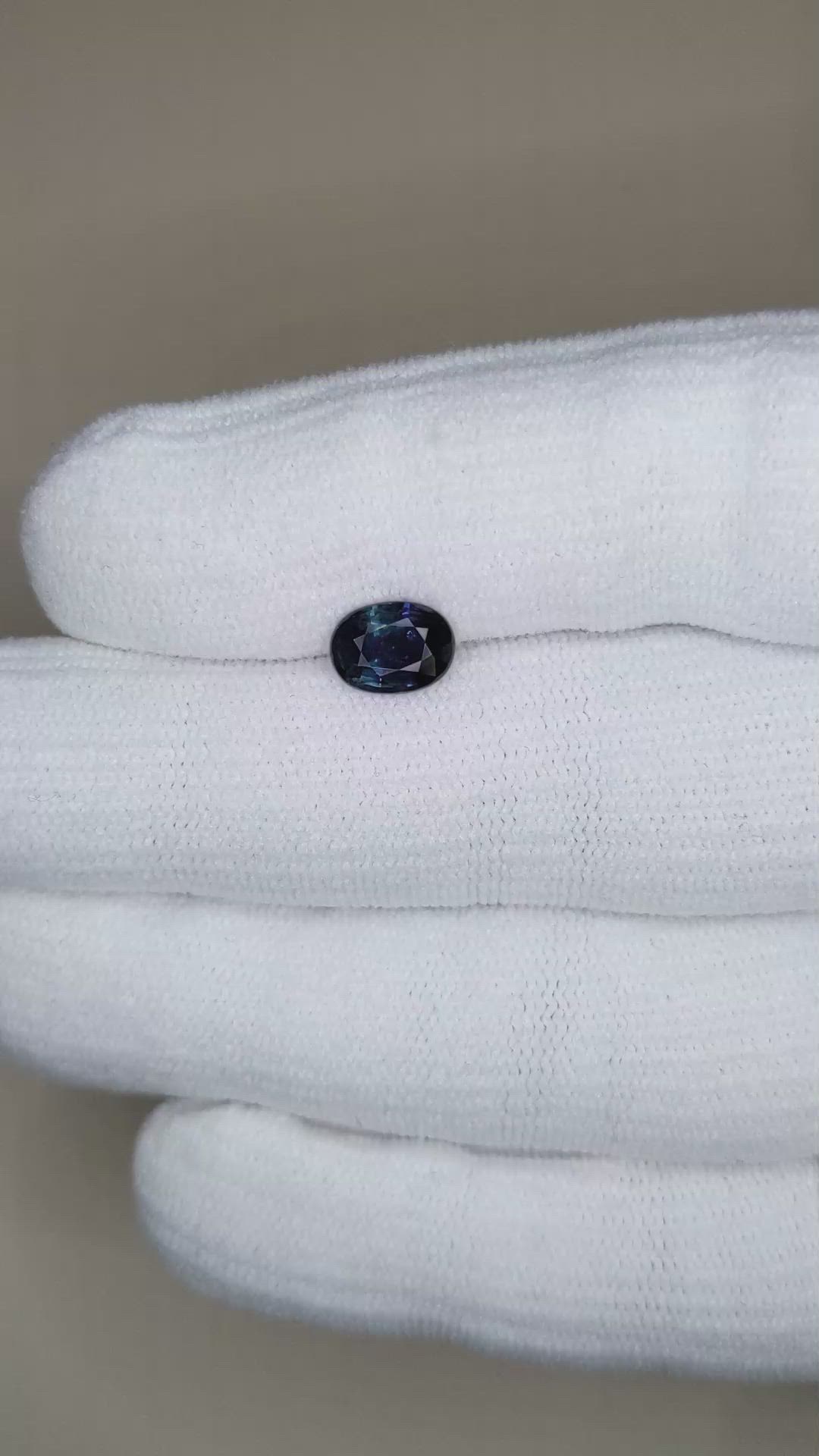 1.55 Ct. Greenish Blue Sapphire from Ceylon (Sri Lanka) Size Video