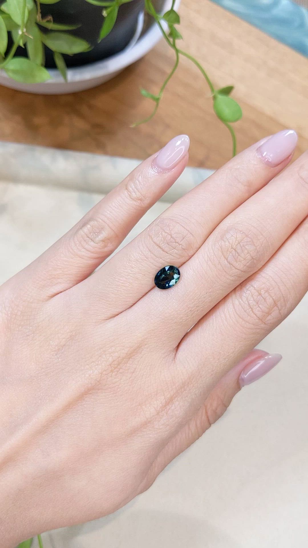 1.59 Ct. Bluish Green Sapphire from Ceylon (Sri Lanka) Size Video