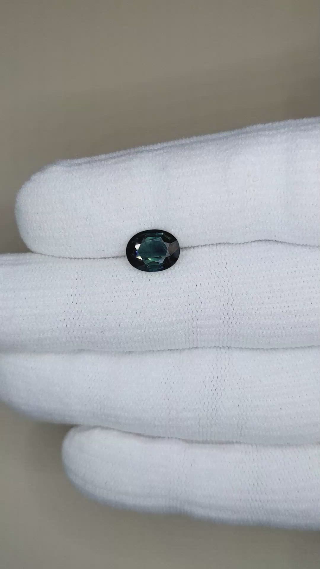 2.38 Ct. Bluish Green Sapphire from Ceylon (Sri Lanka) Size Video