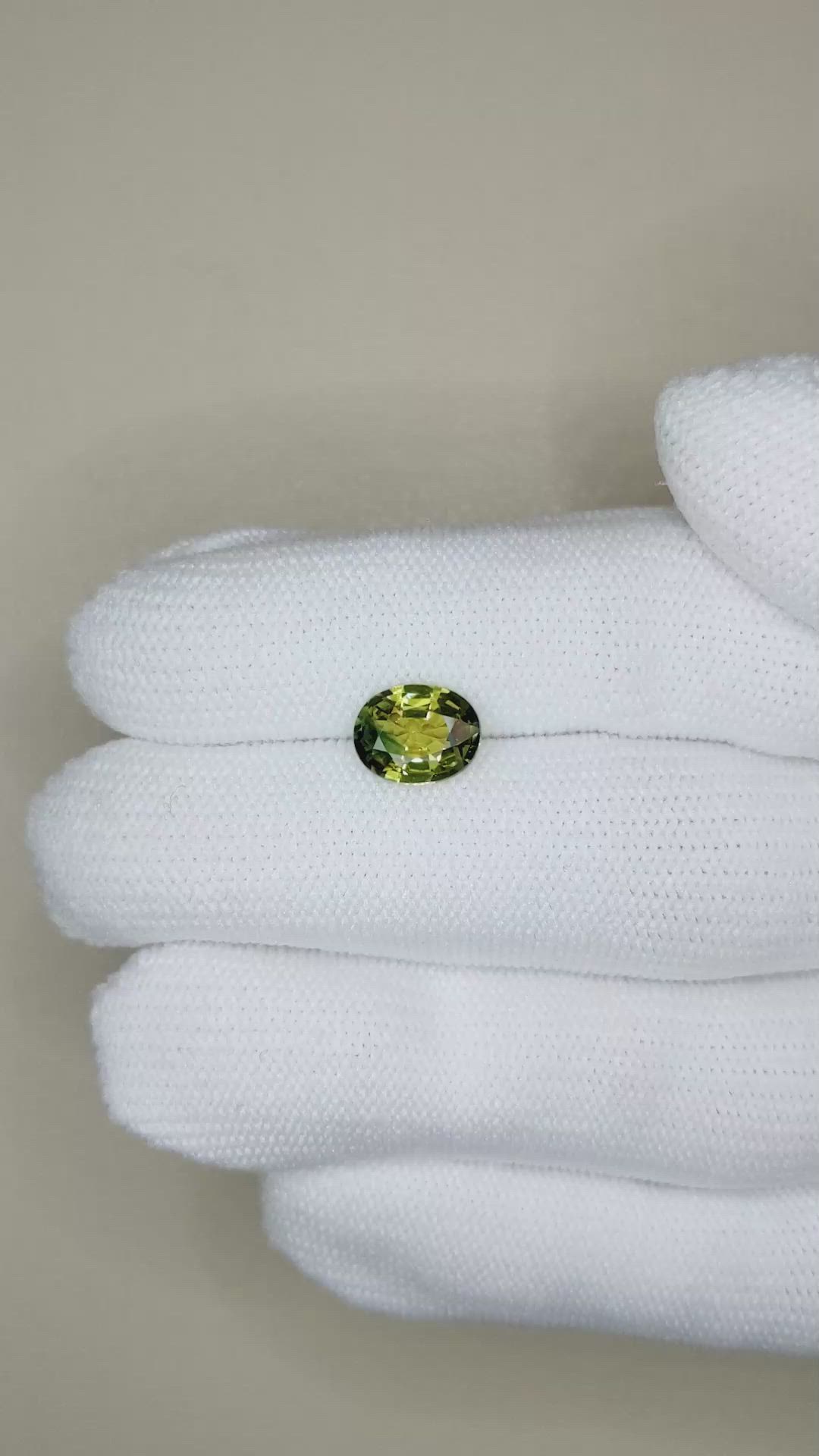 1.96 Ct. Greenish Yellow Sapphire from Ceylon (Sri Lanka) Size Video