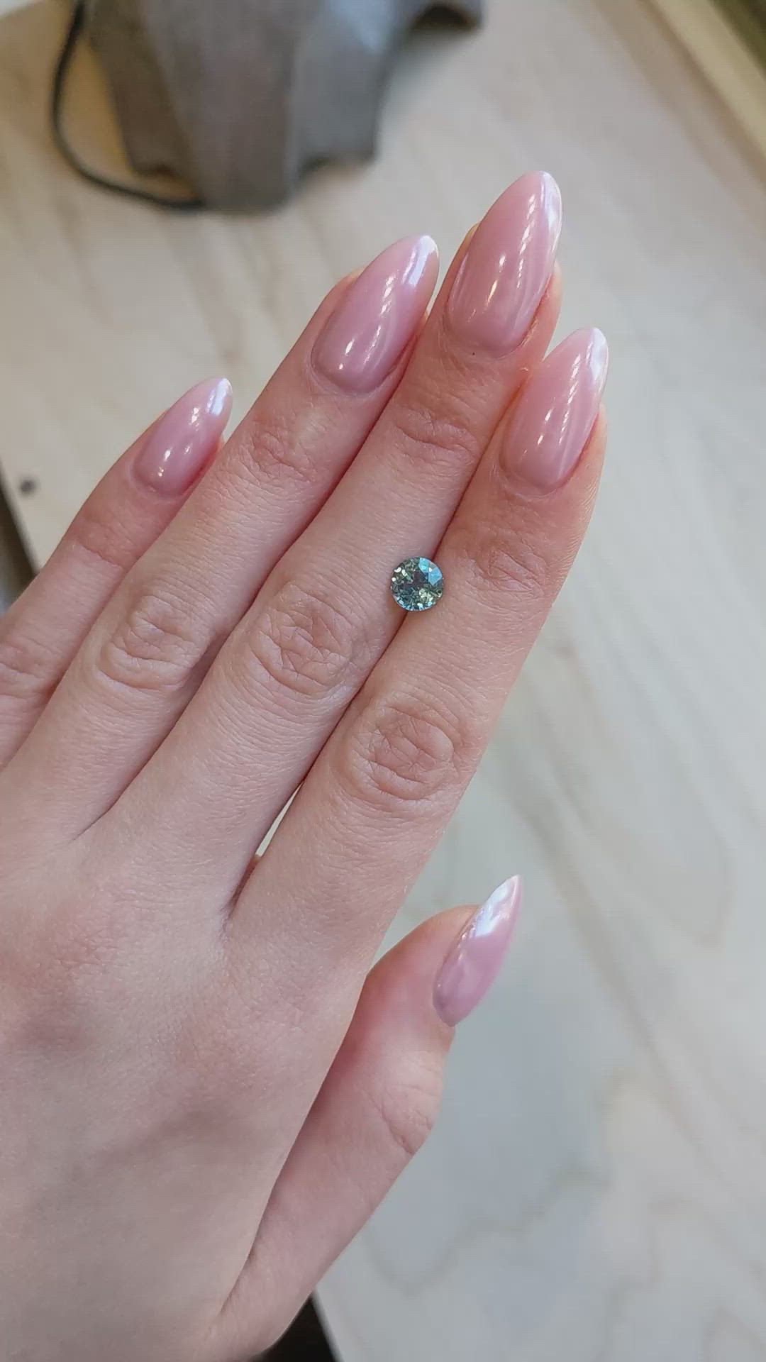 1.64 Ct. Greenish Blue Sapphire from Madagascar Size Video