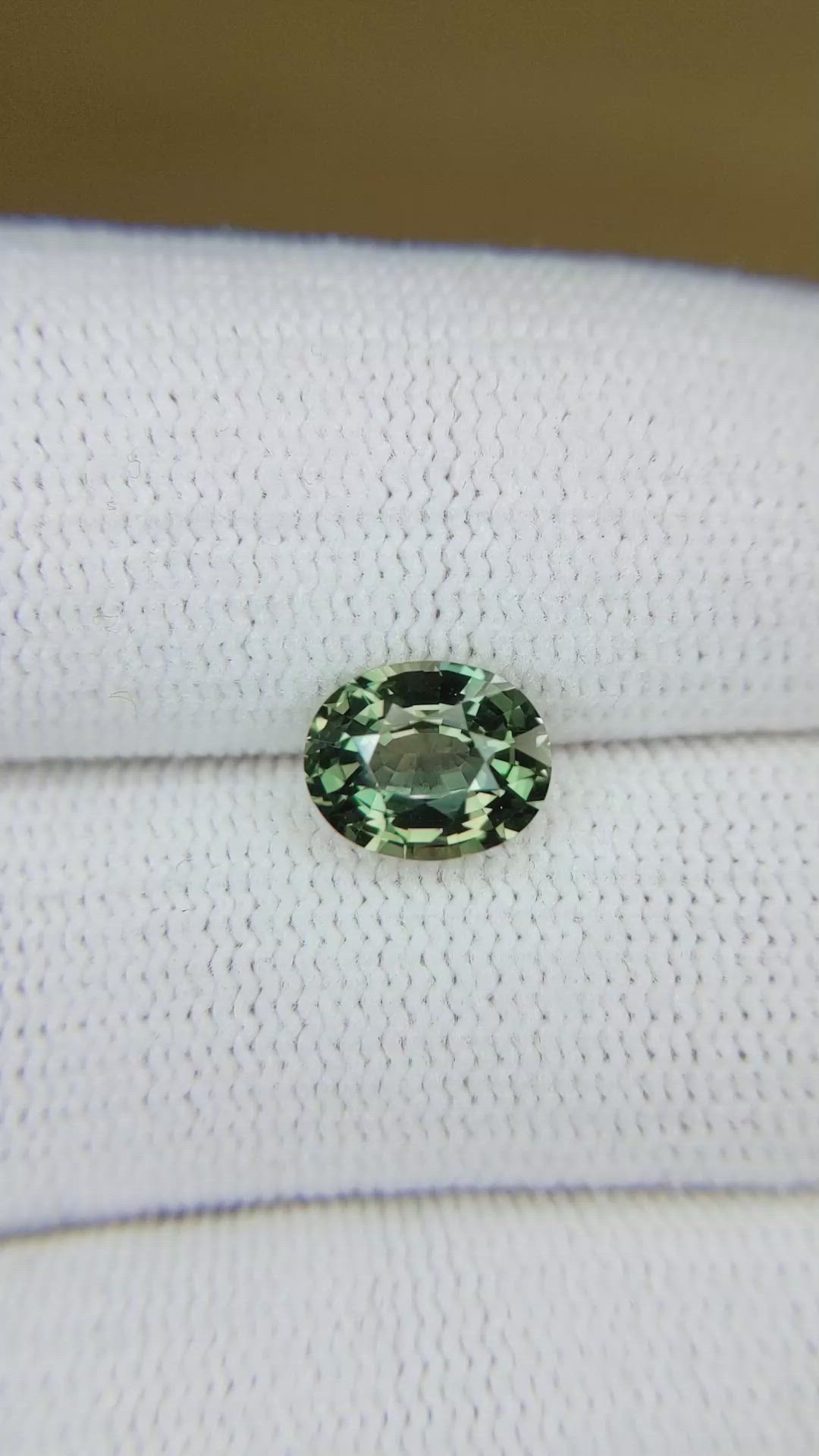 2.03 Ct. Bluish Green Sapphire from Madagascar Size Video