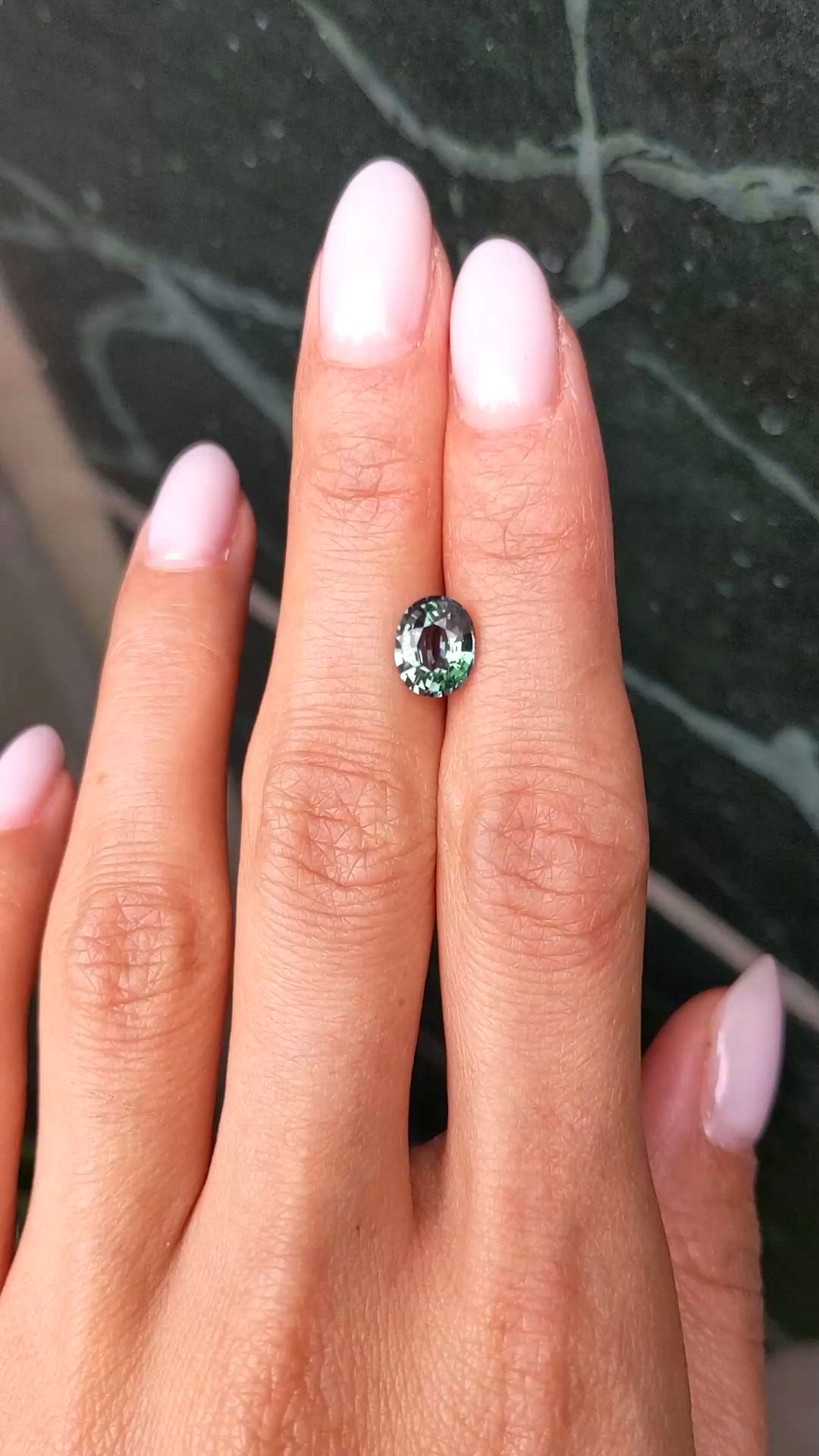 2.03 Ct. Bluish Green Sapphire from Madagascar Size Video