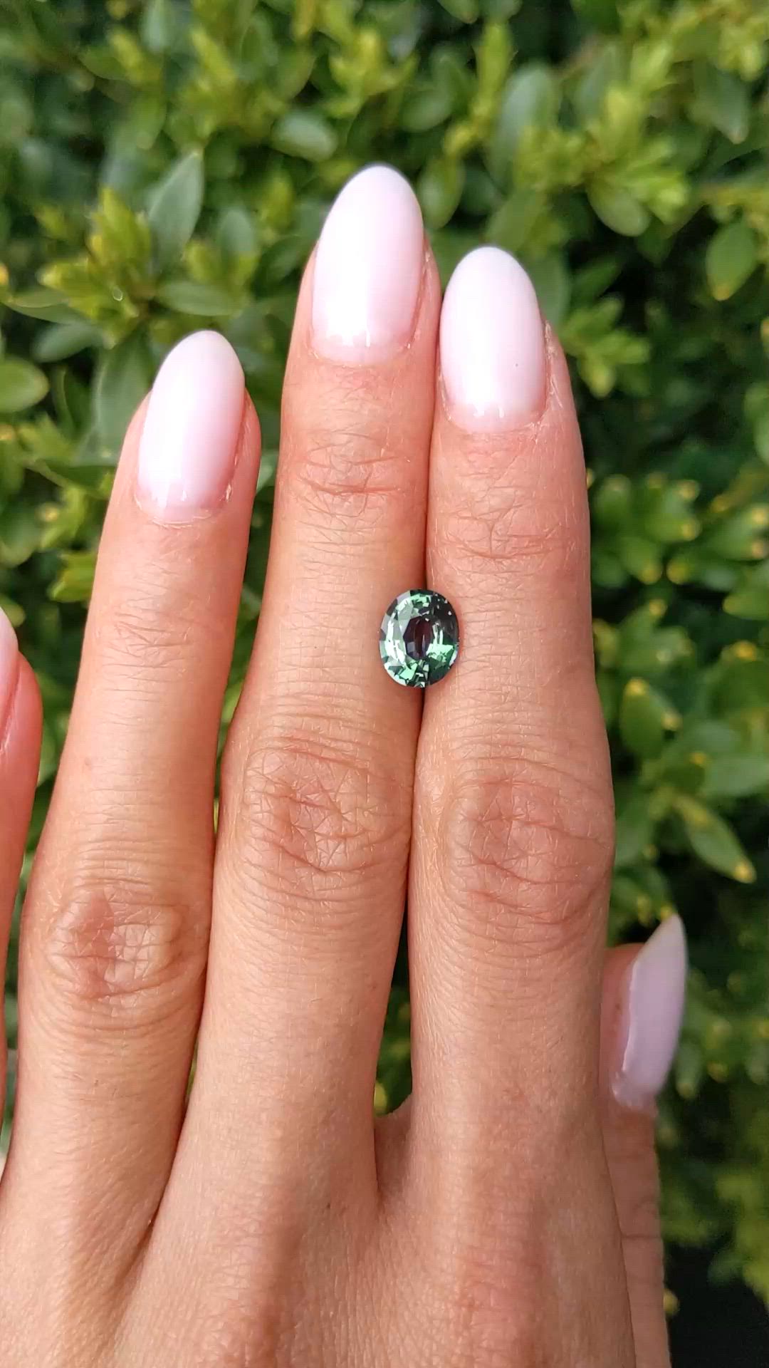 2.03 Ct. Bluish Green Sapphire from Madagascar Size Video
