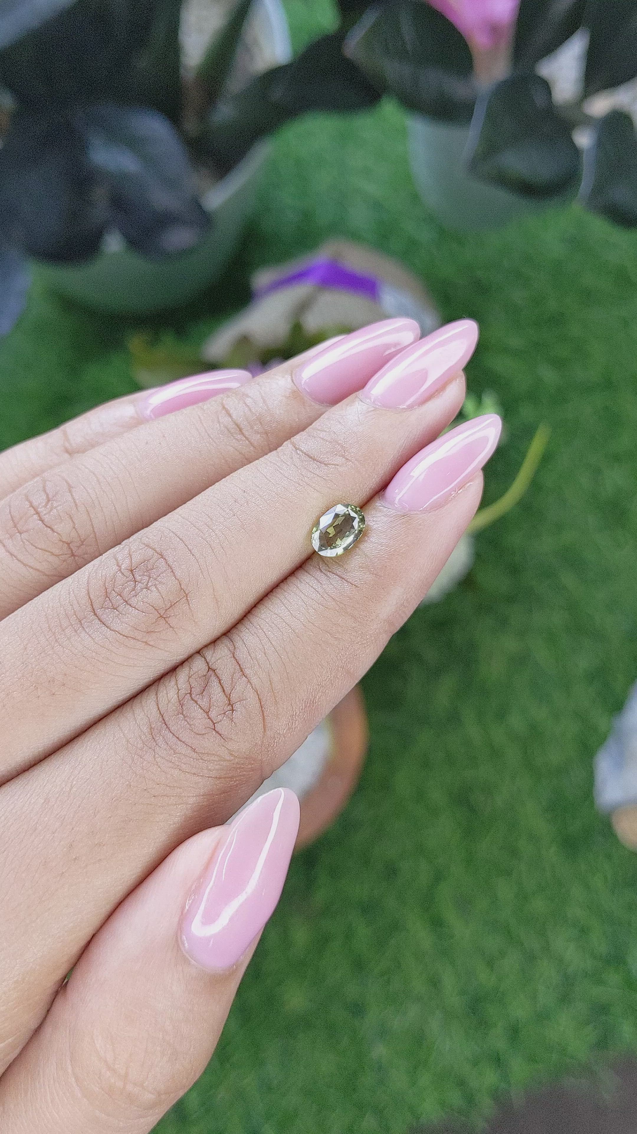 1.06 Ct. Yellowish Green Sapphire from Tanzania Size Video