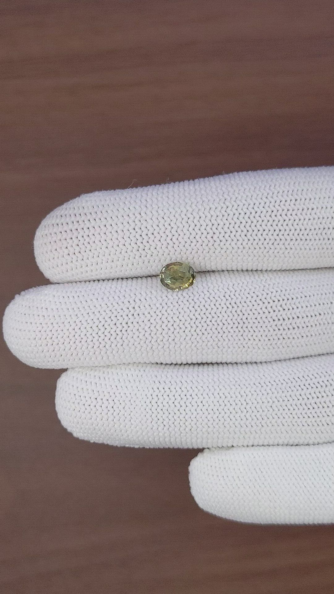 1.13 Ct. Yellowish Green Sapphire from Tanzania Size Video