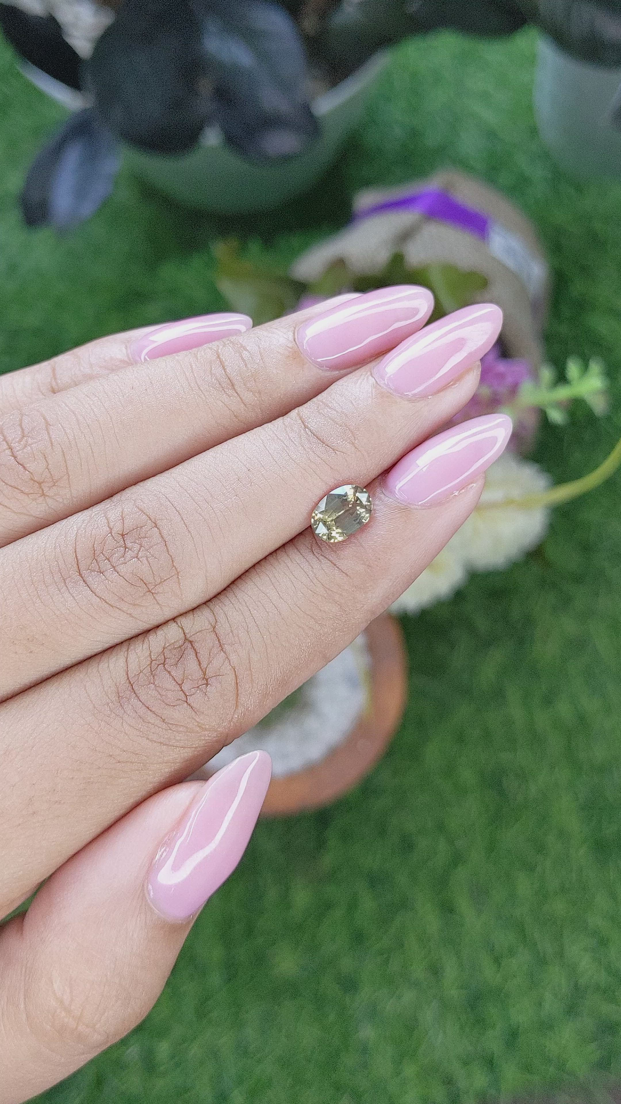 1.41 Ct. Yellowish Green Sapphire from Tanzania Size Video