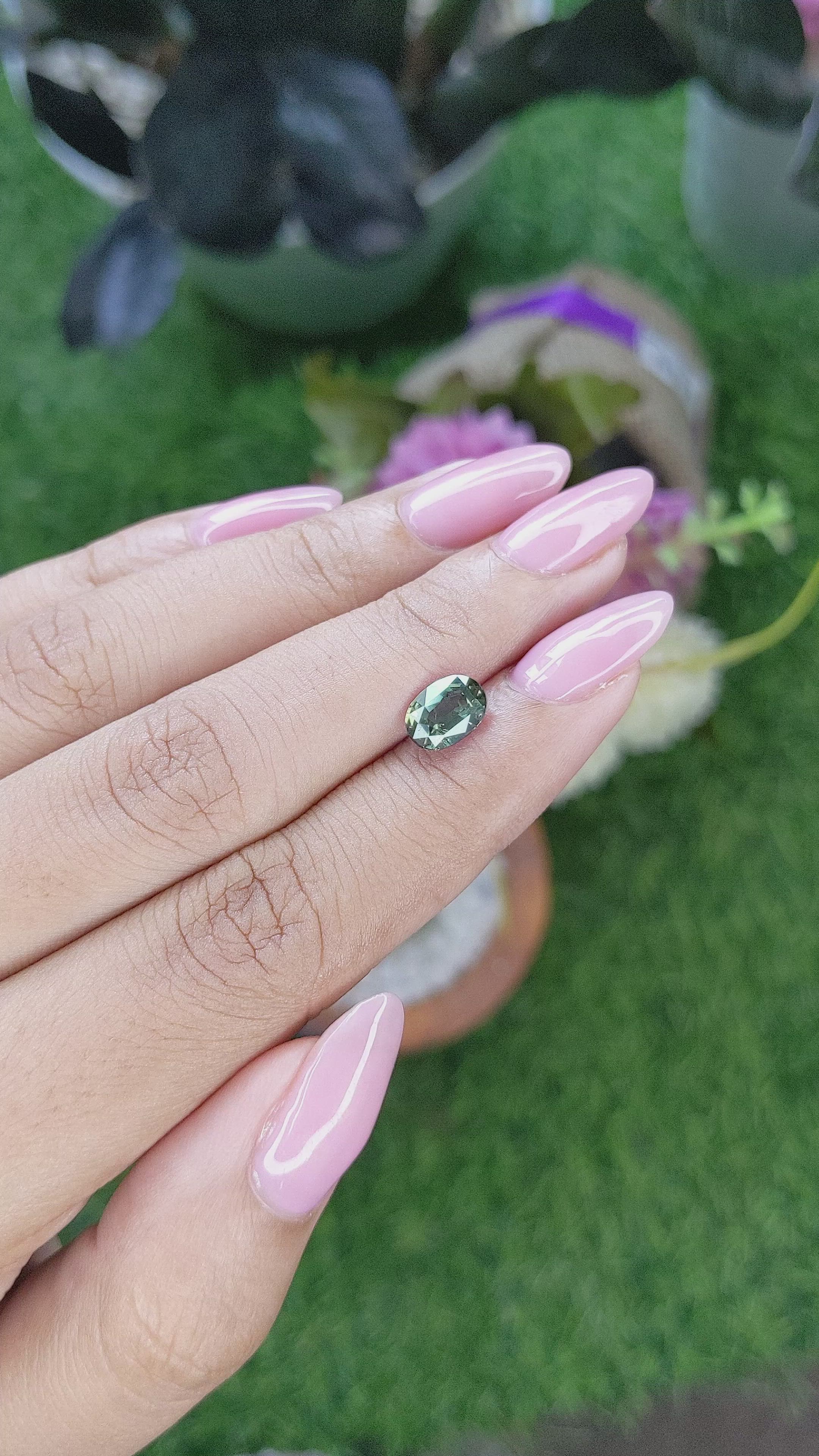 1.07 Ct. Bluish Green Sapphire from Tanzania Size Video