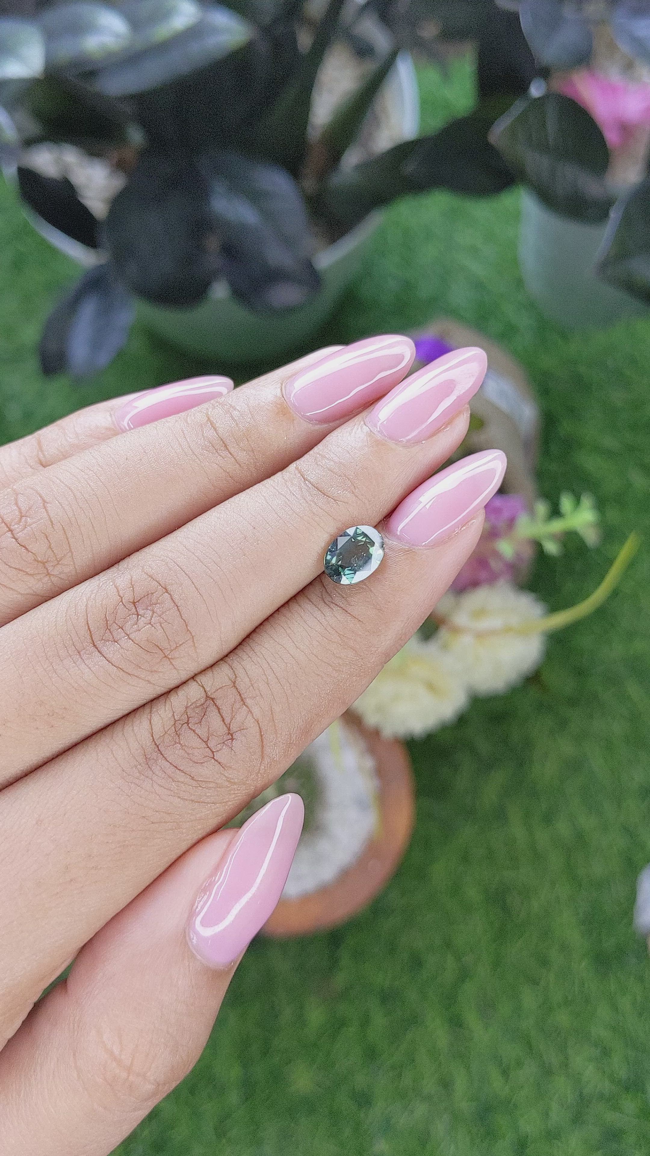 1.73 Ct. Bluish Green Sapphire from Tanzania Size Video