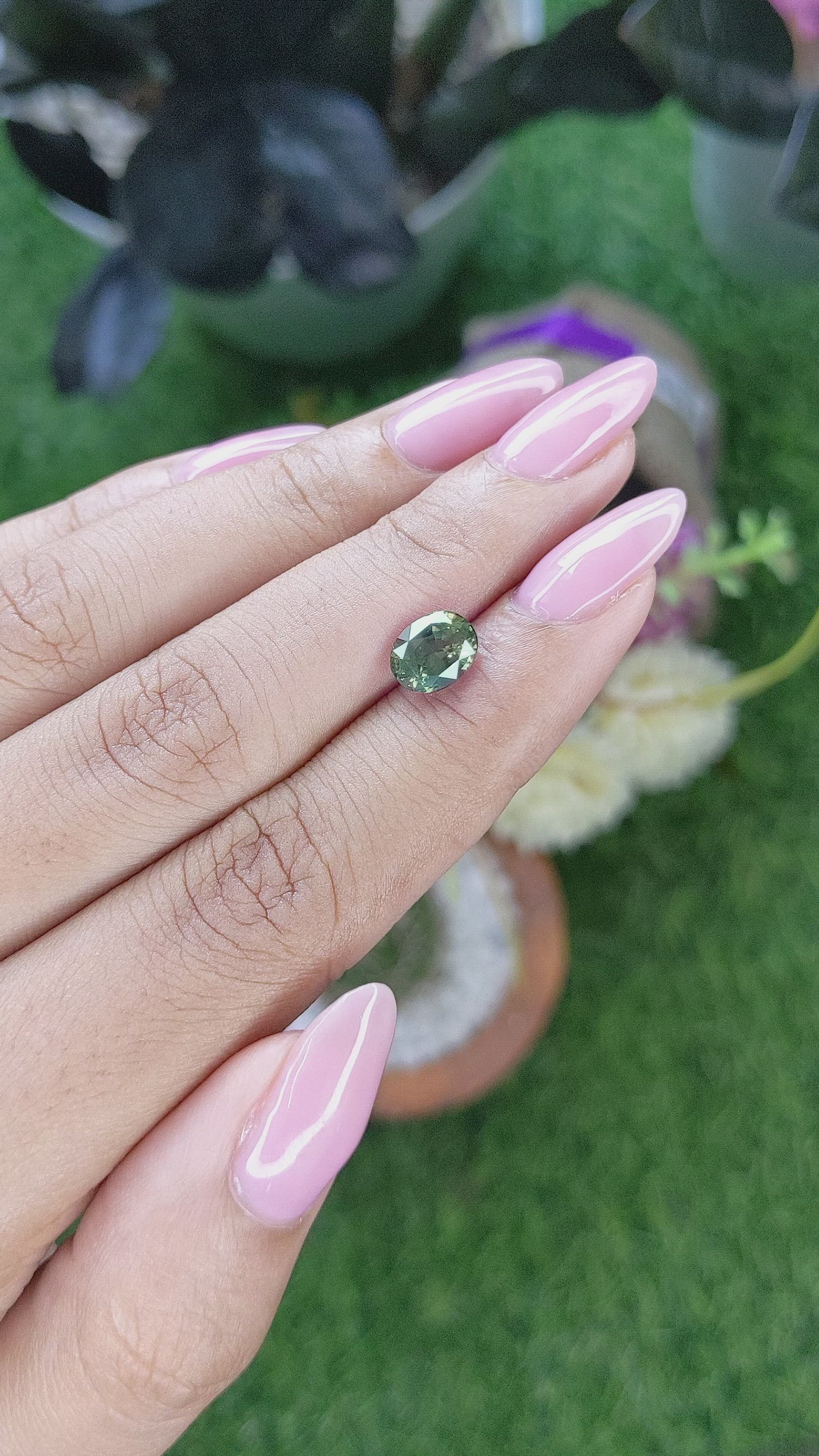 1.94 Ct. Bluish Green Sapphire from Tanzania Size Video