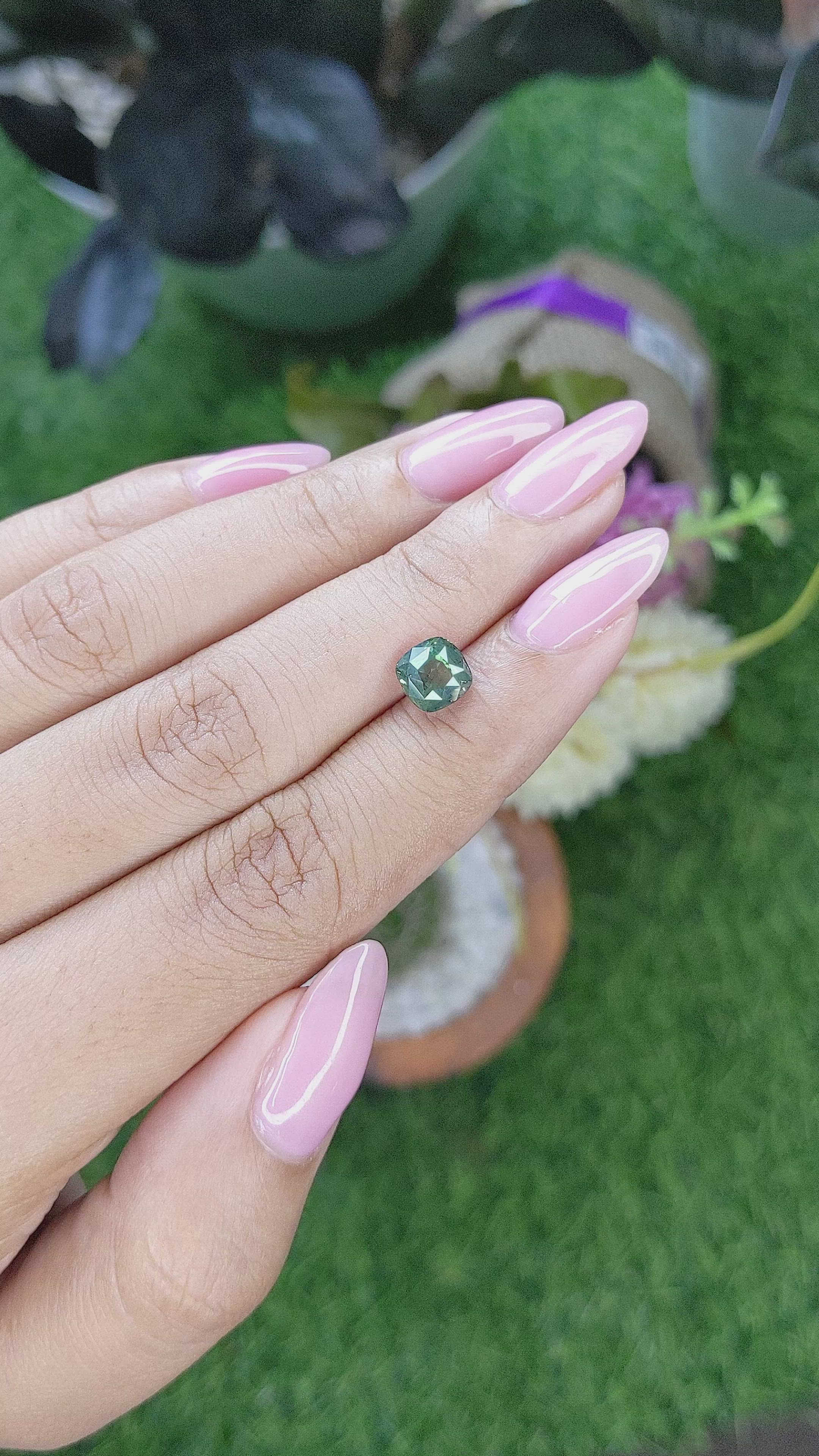 2.05 Ct. Bluish Green Sapphire from Tanzania Size Video