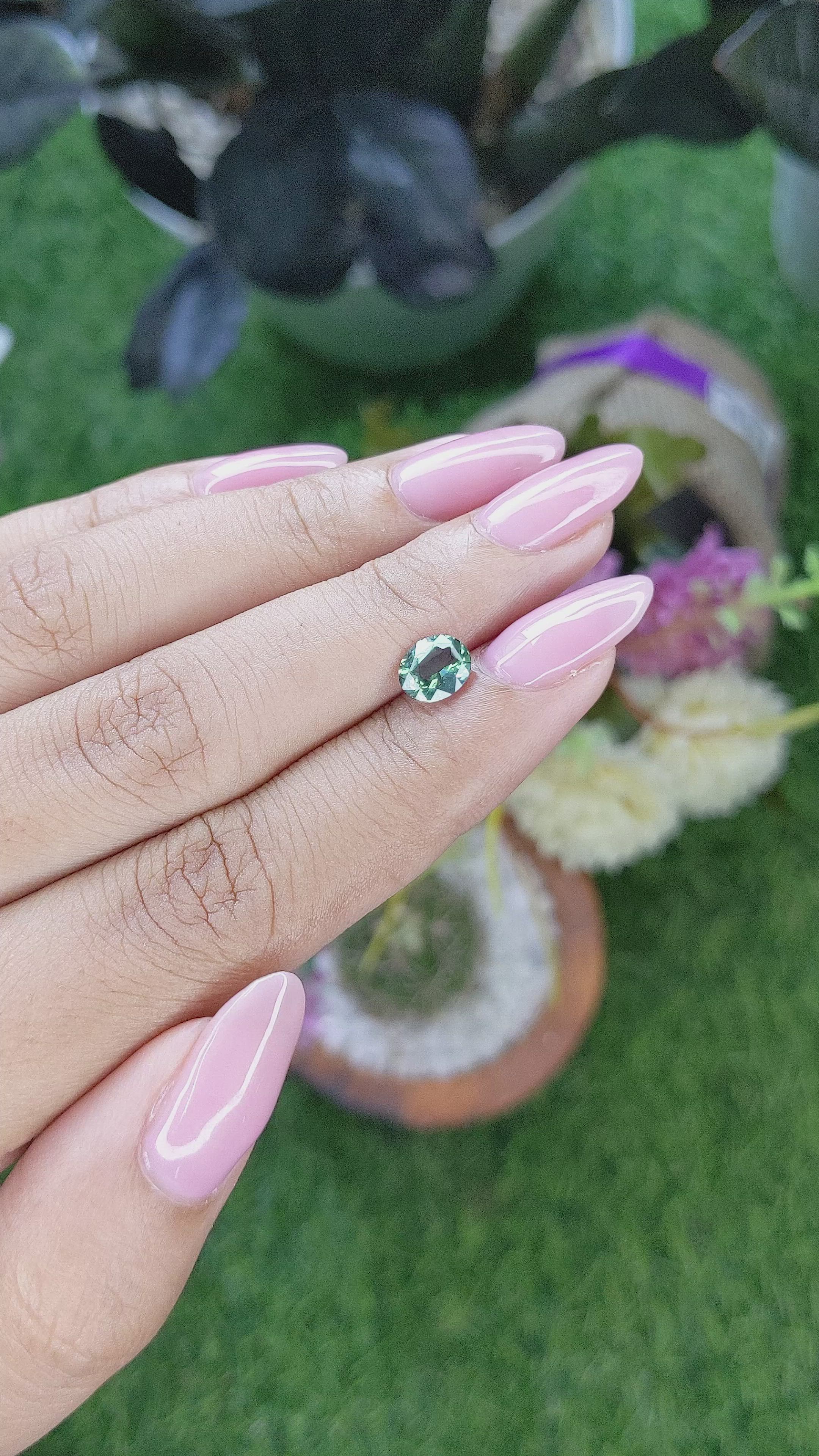 1.17 Ct. Bluish Green Sapphire from Tanzania Size Video