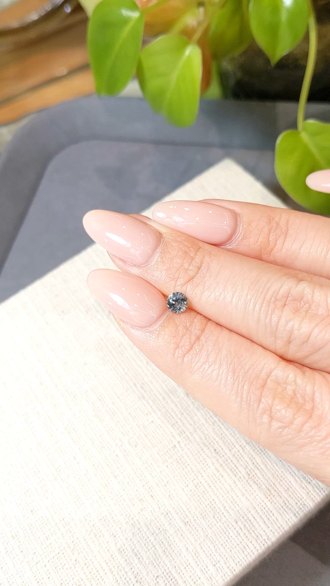 0.43 Ct. Greyish Blue Sapphire from Montana Size Video