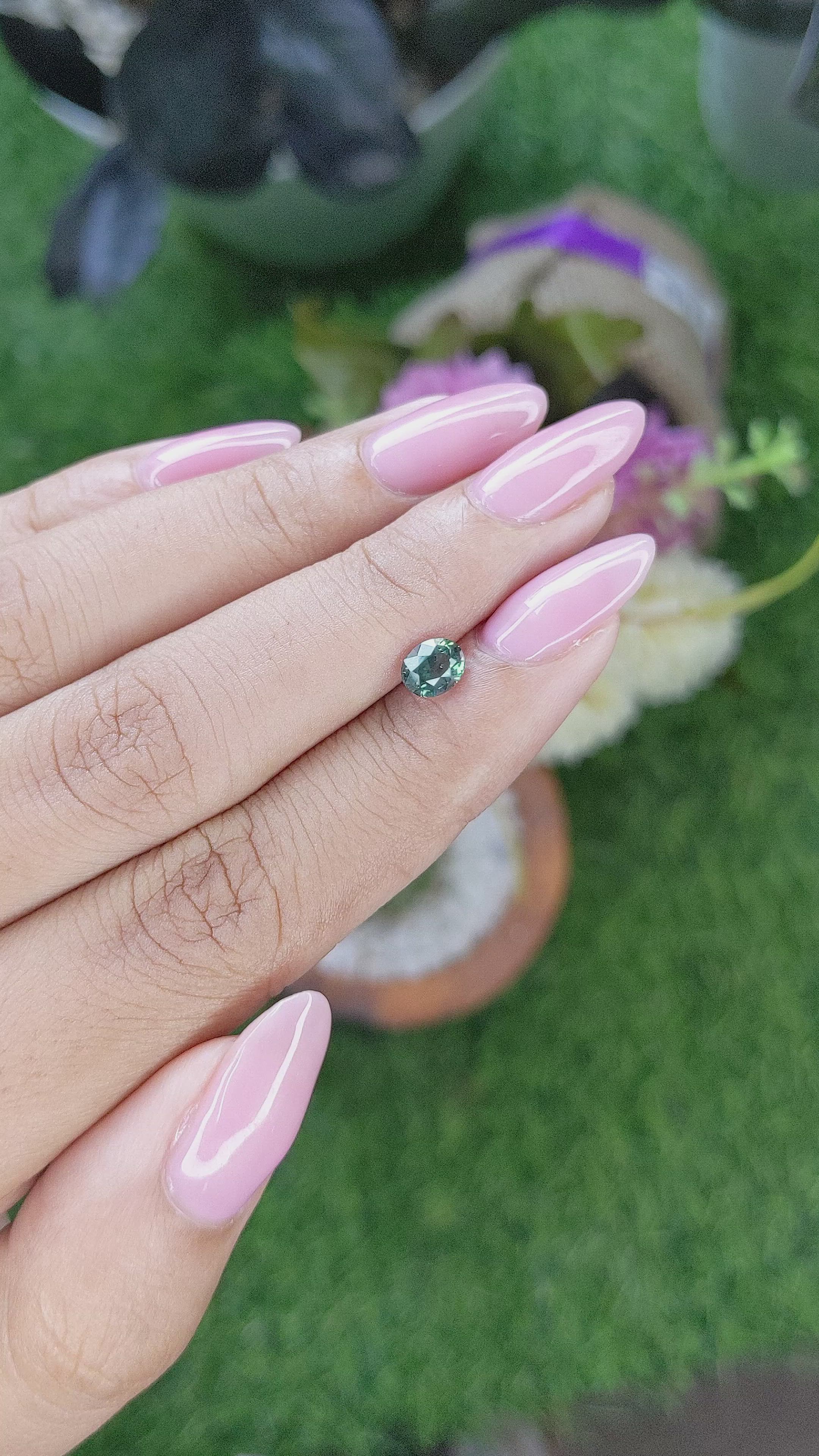 0.85 Ct. Bluish Green Sapphire from Tanzania Size Video
