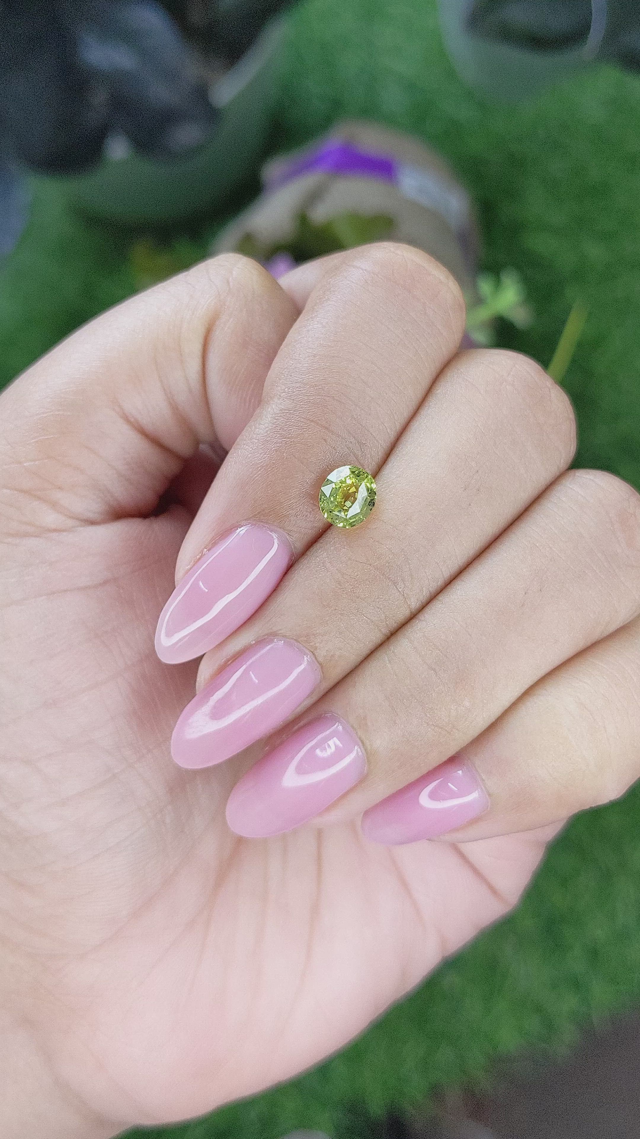 1.11 Ct. Yellowish Green Sapphire from Tanzania Size Video