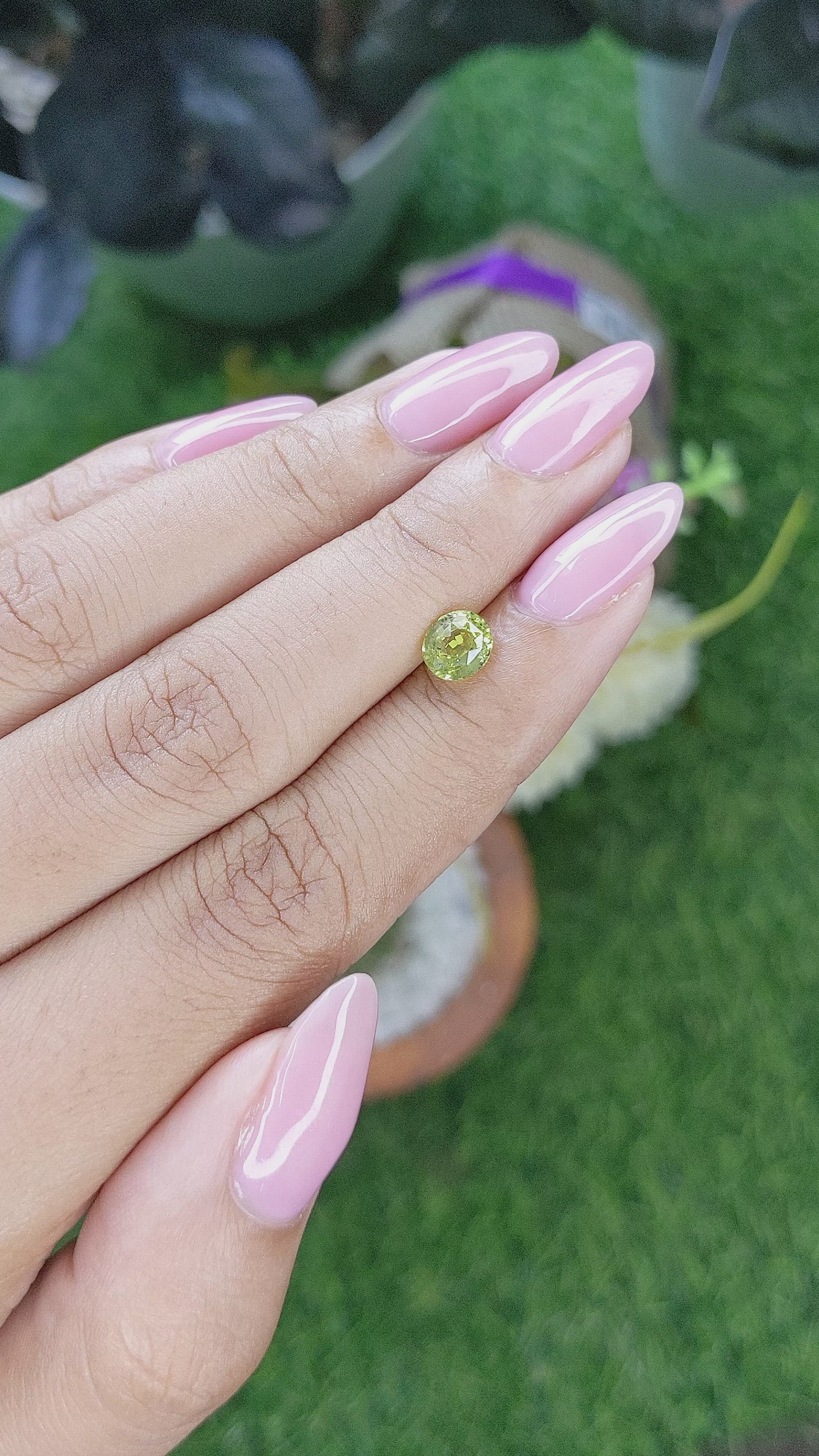1.11 Ct. Yellowish Green Sapphire from Tanzania Size Video