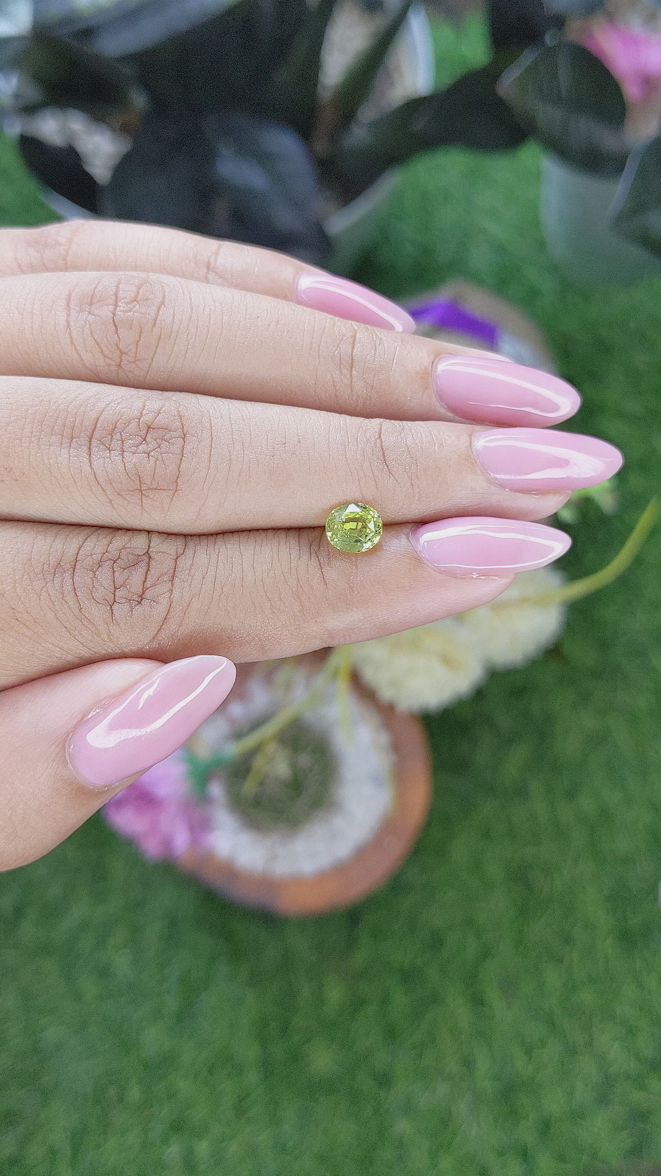 1.11 Ct. Yellowish Green Sapphire from Tanzania Size Video