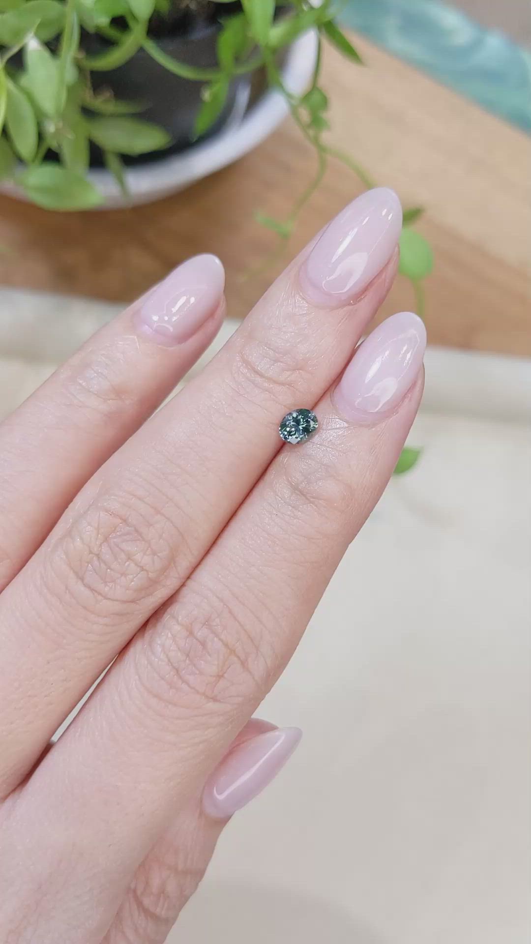0.48 Ct. Greenish Blue Sapphire from Montana Size Video