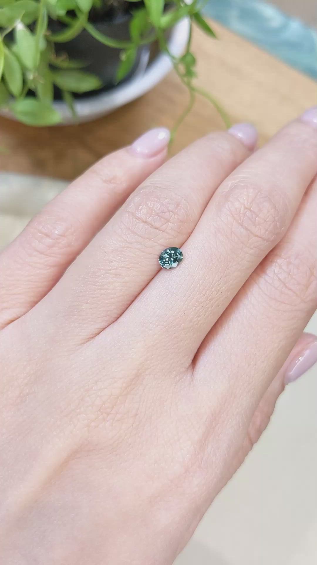 0.48 Ct. Greenish Blue Sapphire from Montana Size Video