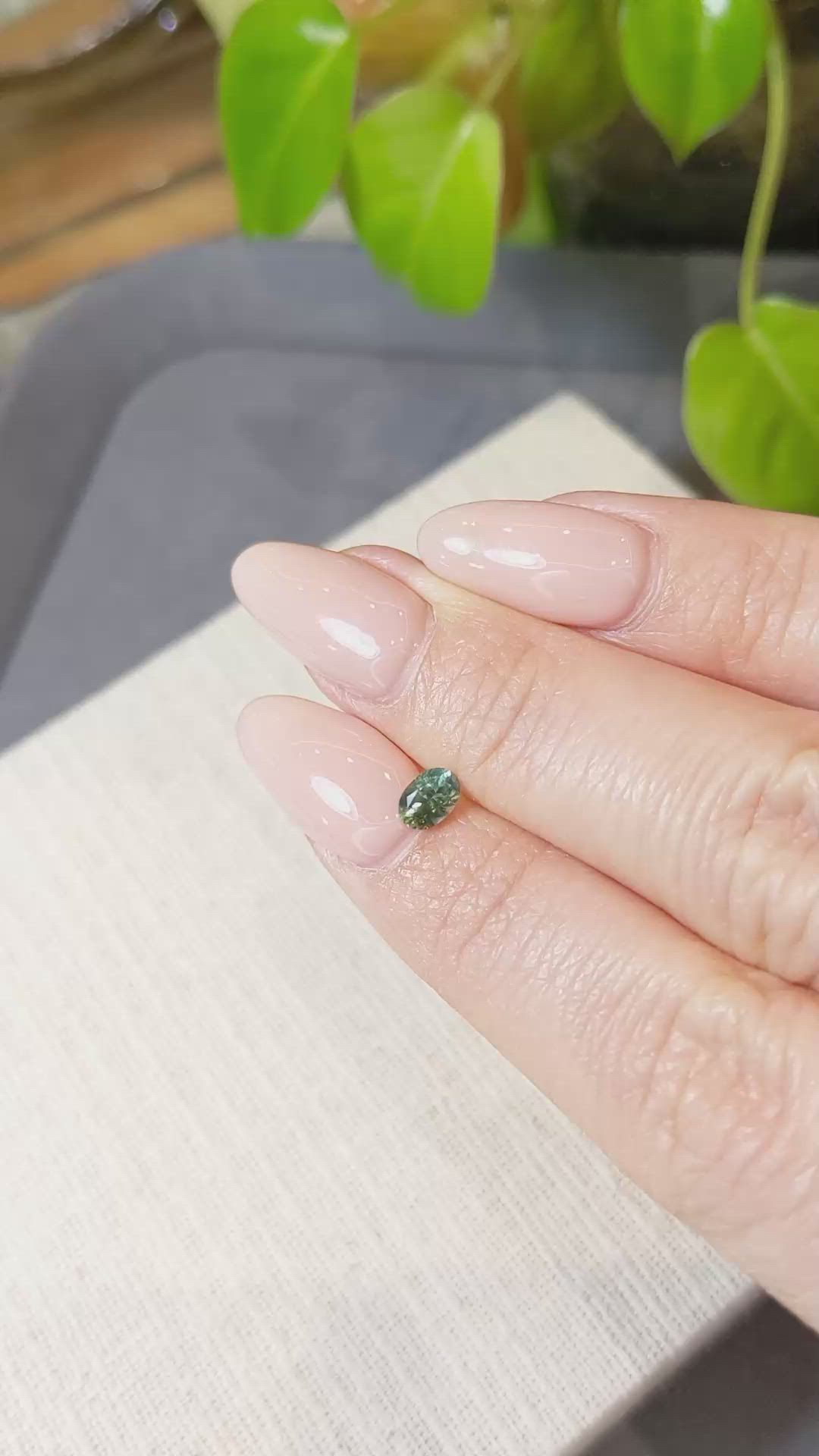 0.46 Ct. Yellowish Green Sapphire from Montana Size Video