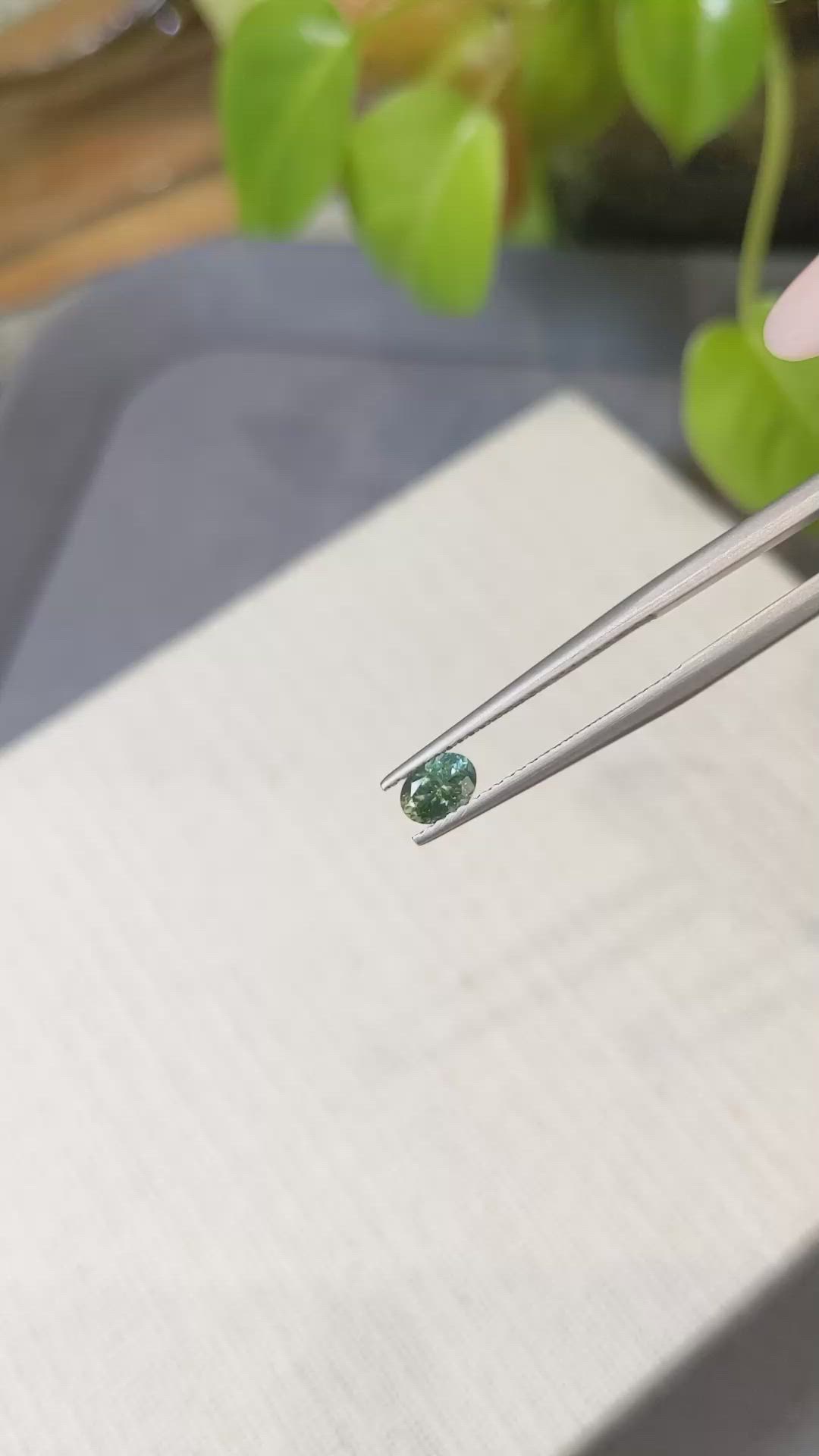 0.46 Ct. Yellowish Green Sapphire from Montana Size Video