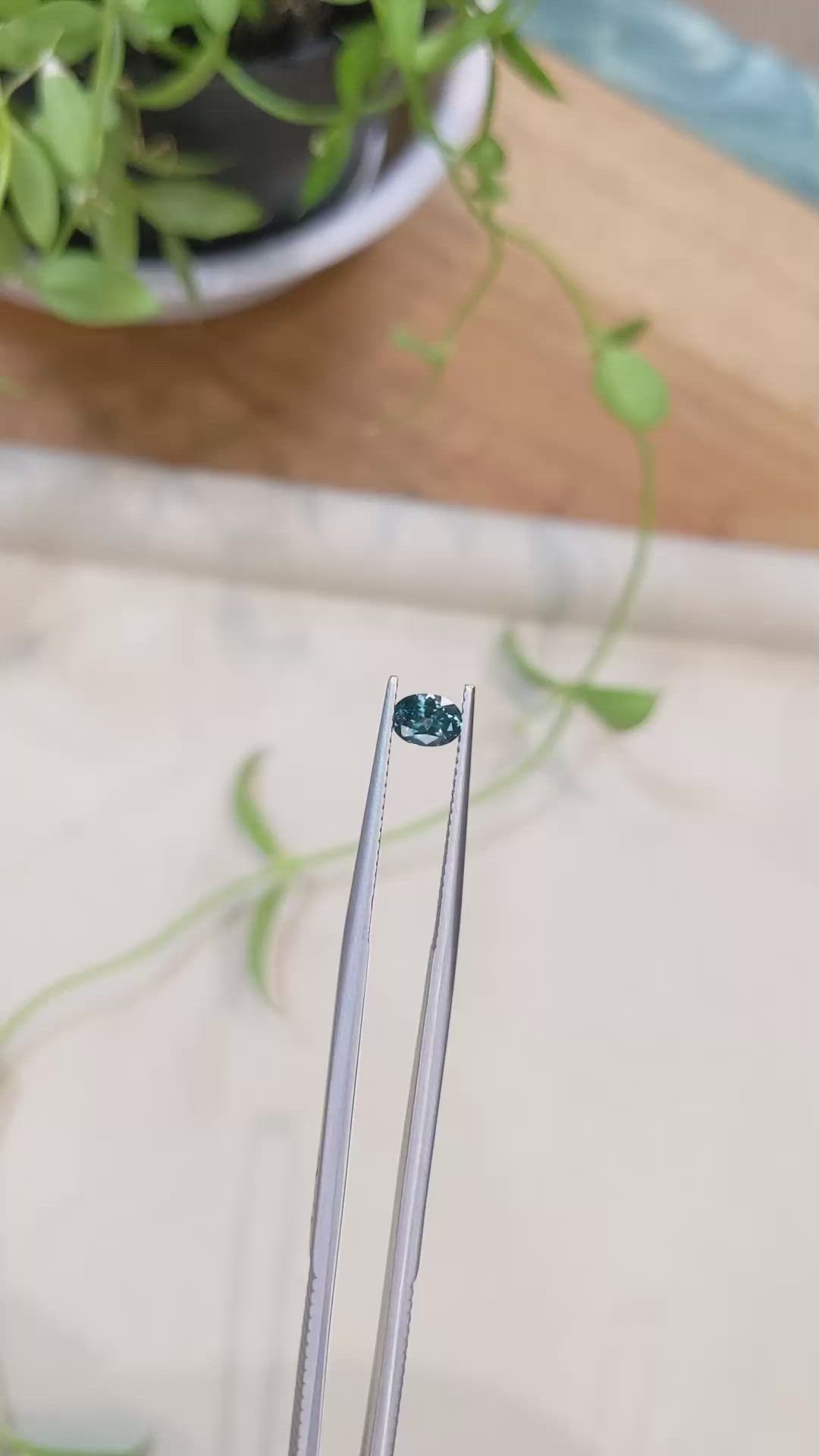 0.47 Ct. Bluish Green Sapphire from Montana Size Video