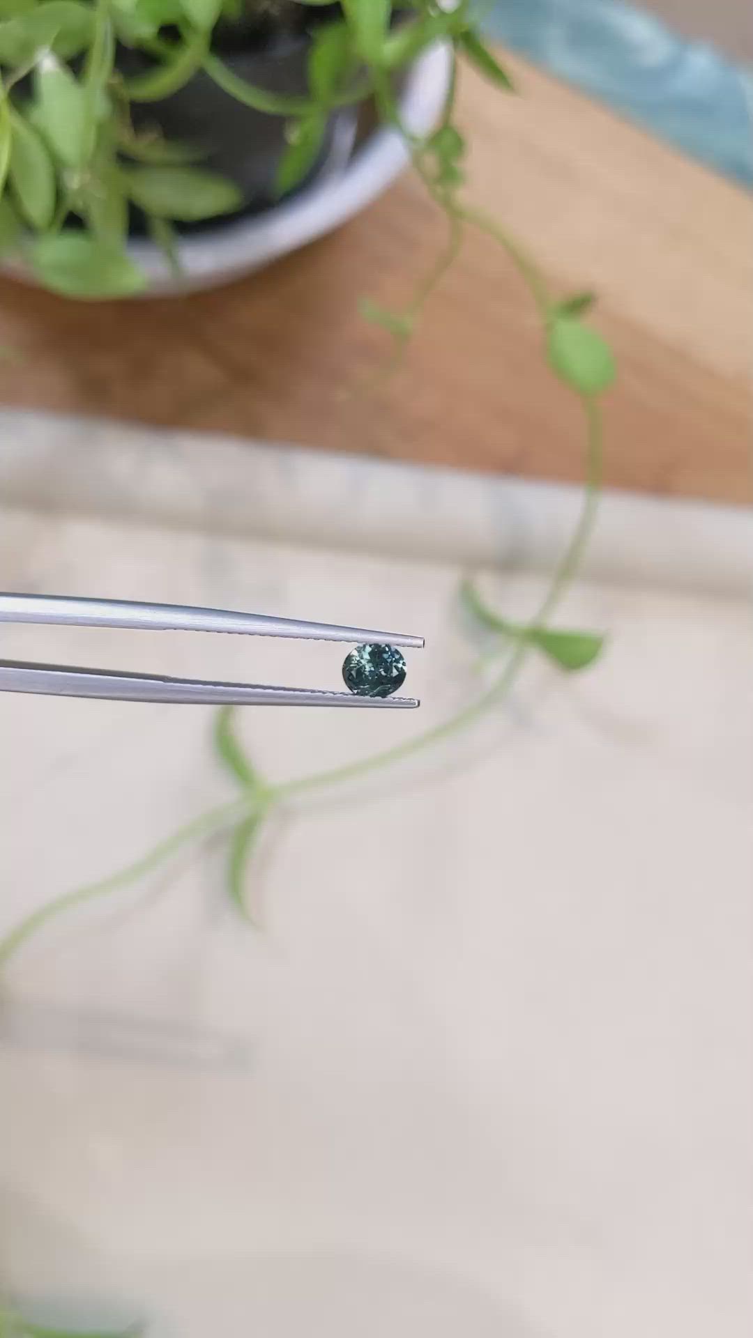 0.47 Ct. Bluish Green Sapphire from Montana Size Video