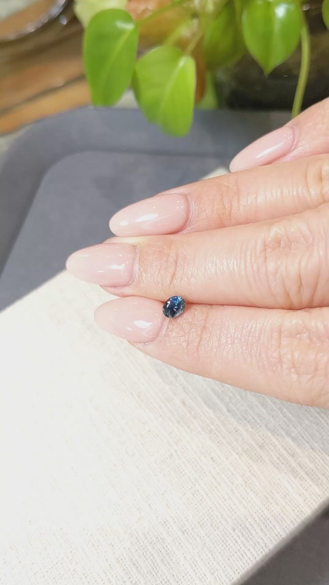 0.47 Ct. Greenish Blue Sapphire from Montana Size Video