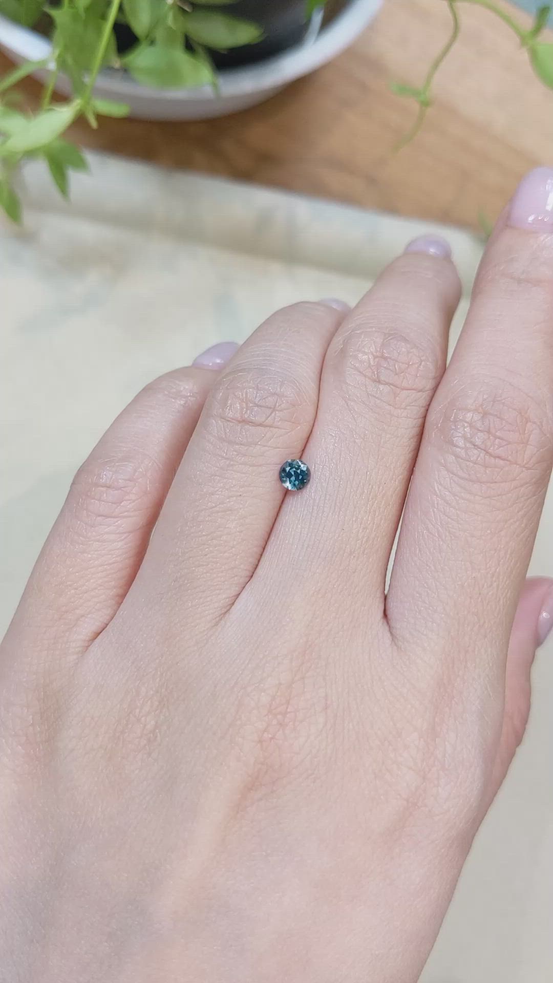 0.35 Ct. Greenish Blue Sapphire from Montana Size Video