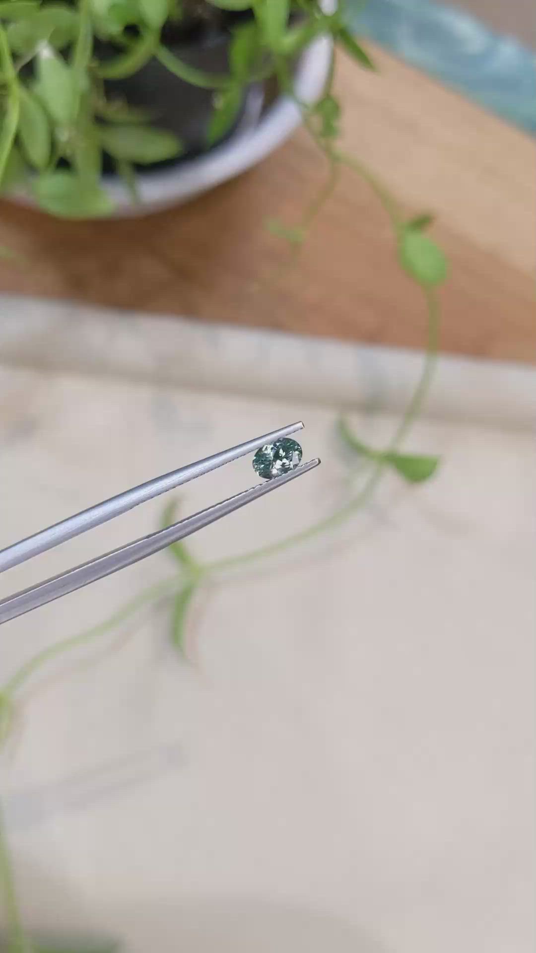 0.48 Ct. Bluish Green Sapphire from Montana Size Video