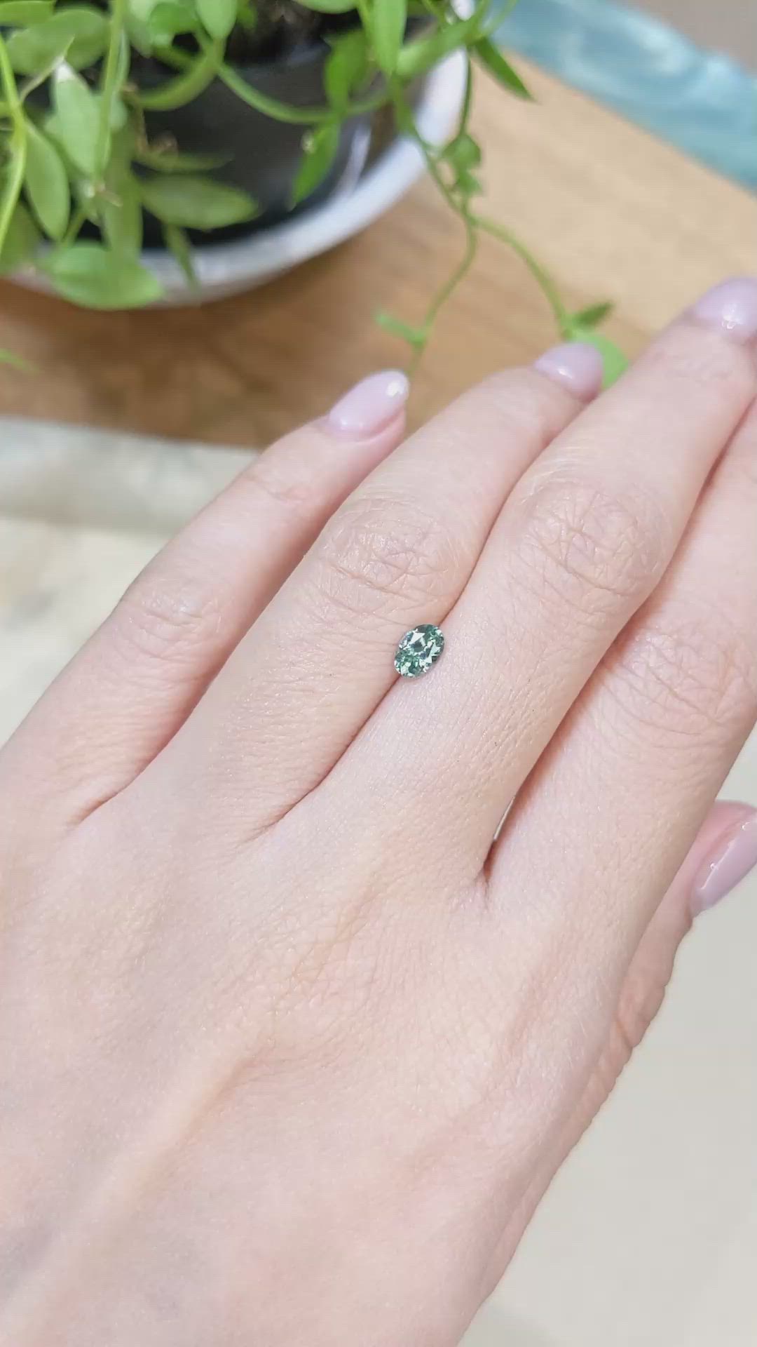 0.48 Ct. Bluish Green Sapphire from Montana Size Video